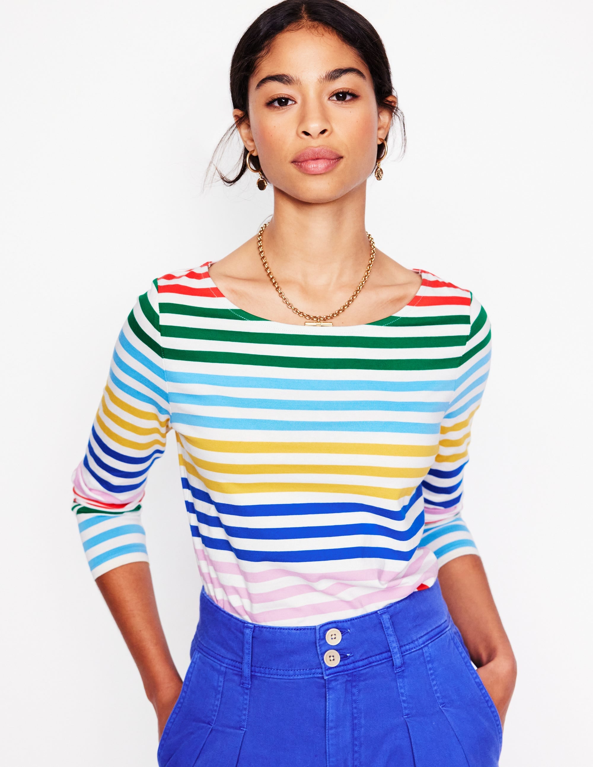  Ella Long Sleeve Breton-Banded Rainbow Stripe、mySite、ashleygrahame