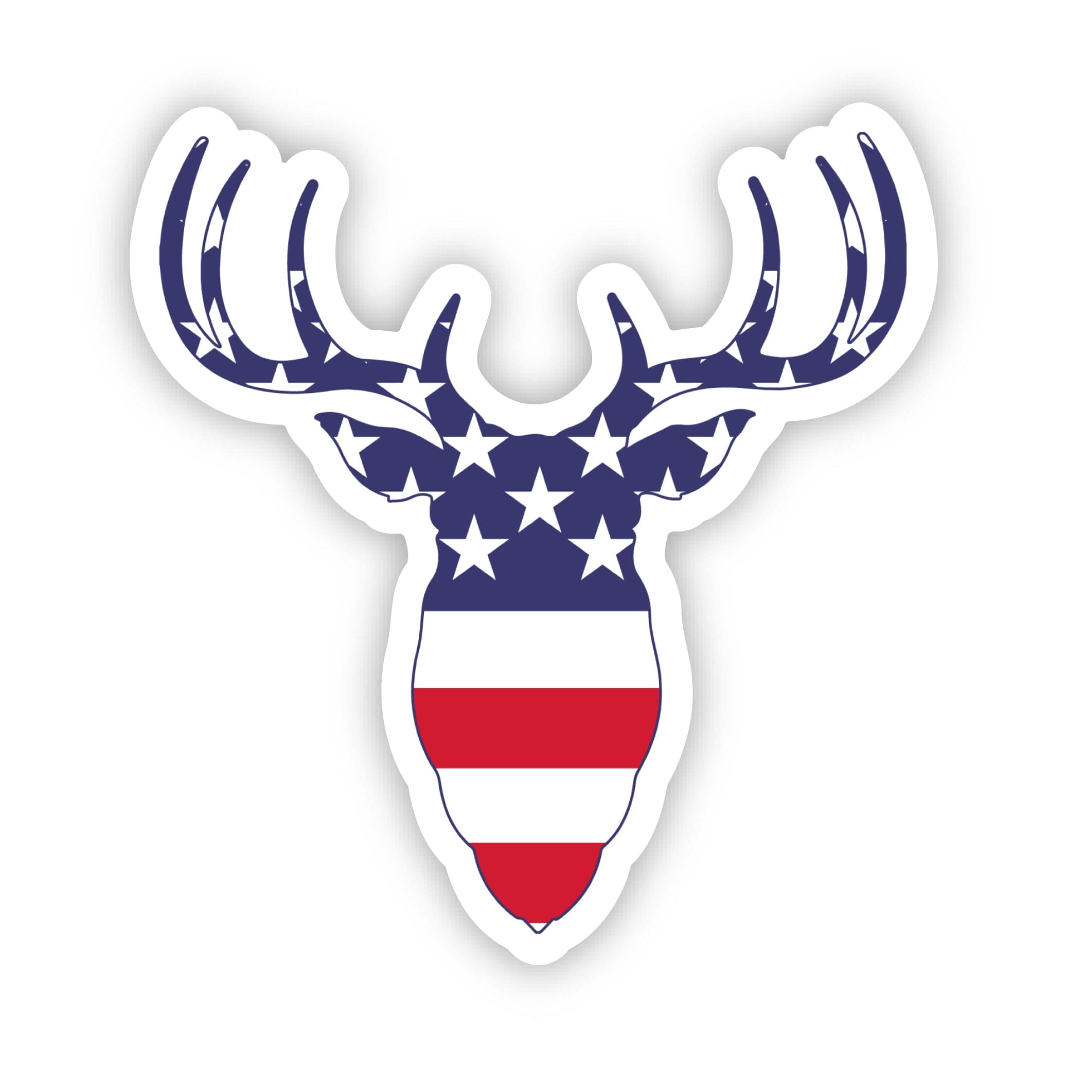  Deer With Antlers Sticker - American Flag、mySite、ghnorth