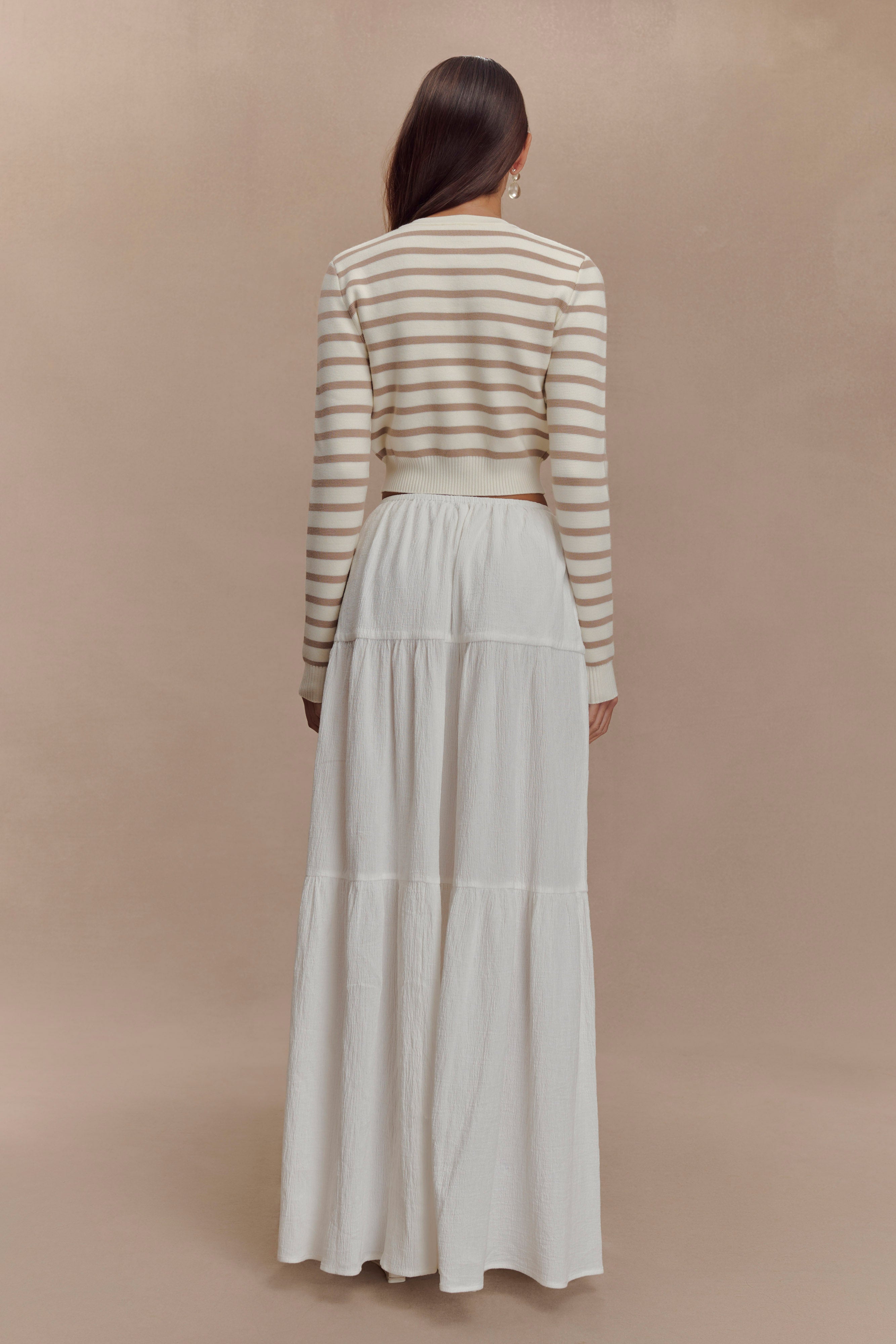 Tanner Striped Knit Cardigan - Nude/White、mySite、solidvoid