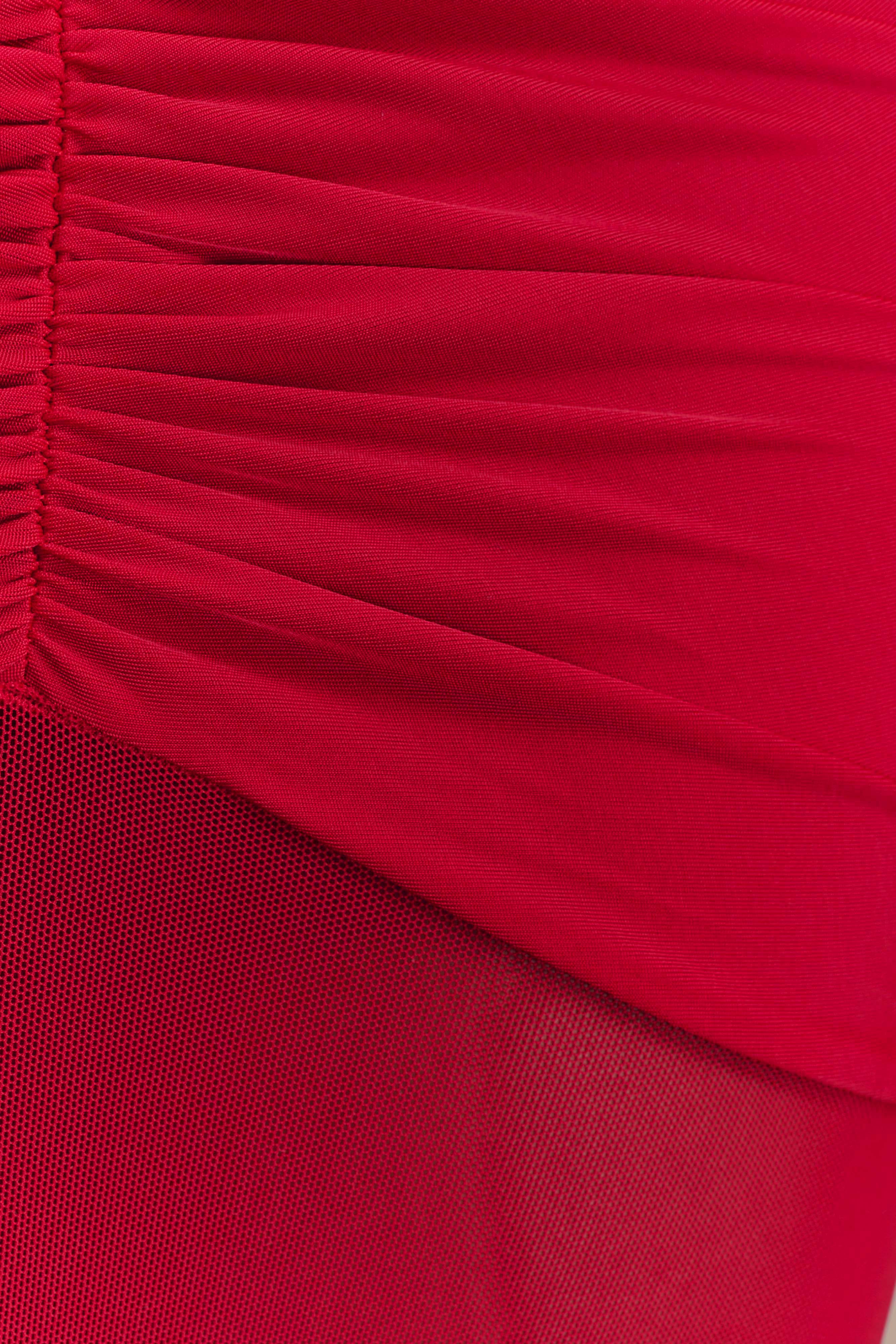 Delaney Slinky And Mesh Maxi Dress - Red、mySite、solidvoid