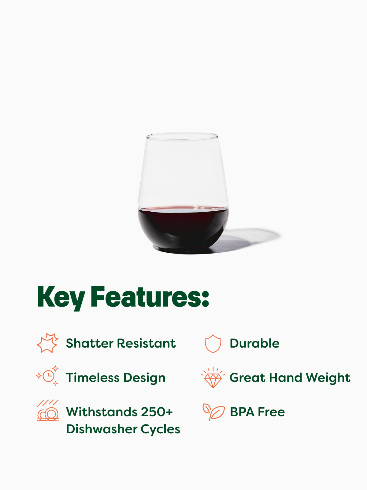 RESERVE 16oz Stemless Wine MS Copolyester Glass - Bulk、mySite、camillekostekn