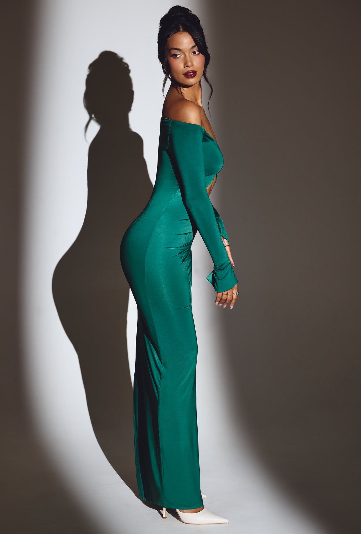 Cut Out Maxi Dress in Emerald Green、mySite、solidvoid