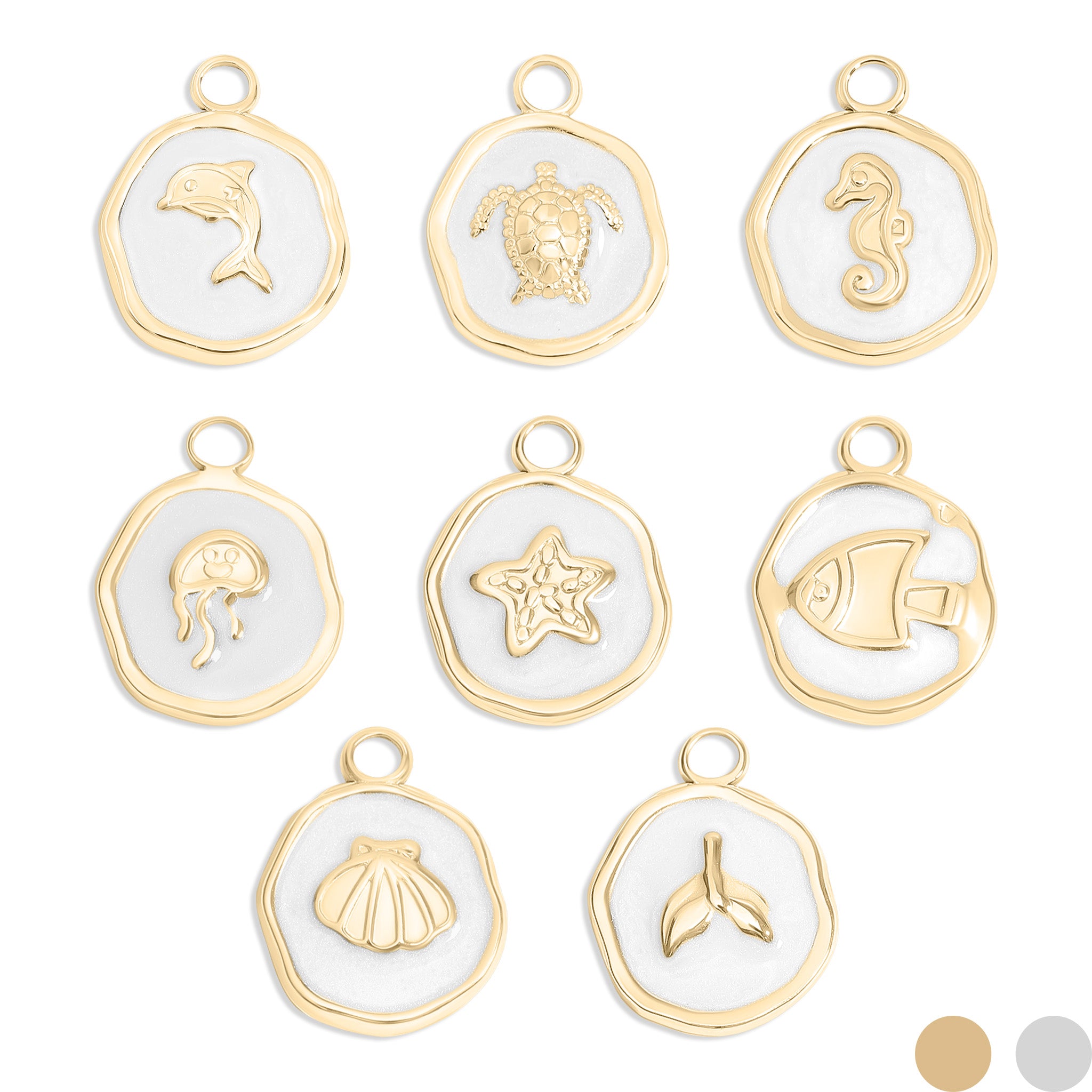 18K Gold PVD Sea Life Epoxy Charm Set / BND0063、mySite、dreamappss