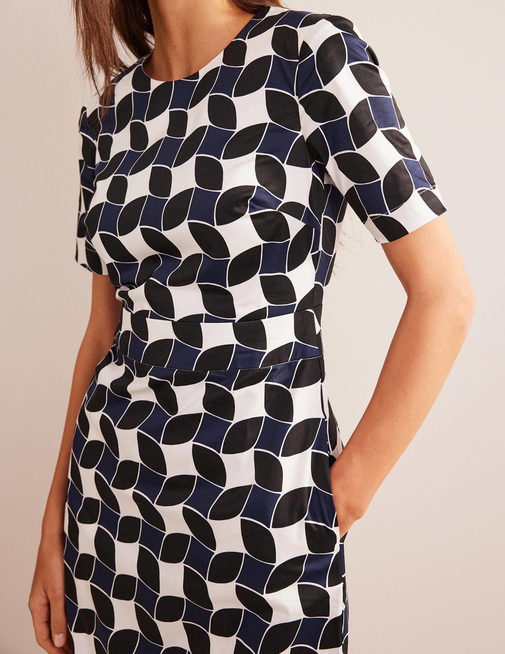  Alexa Cotton Shift Dress-Navy, Abstract Diamond、mySite、ashleygrahame