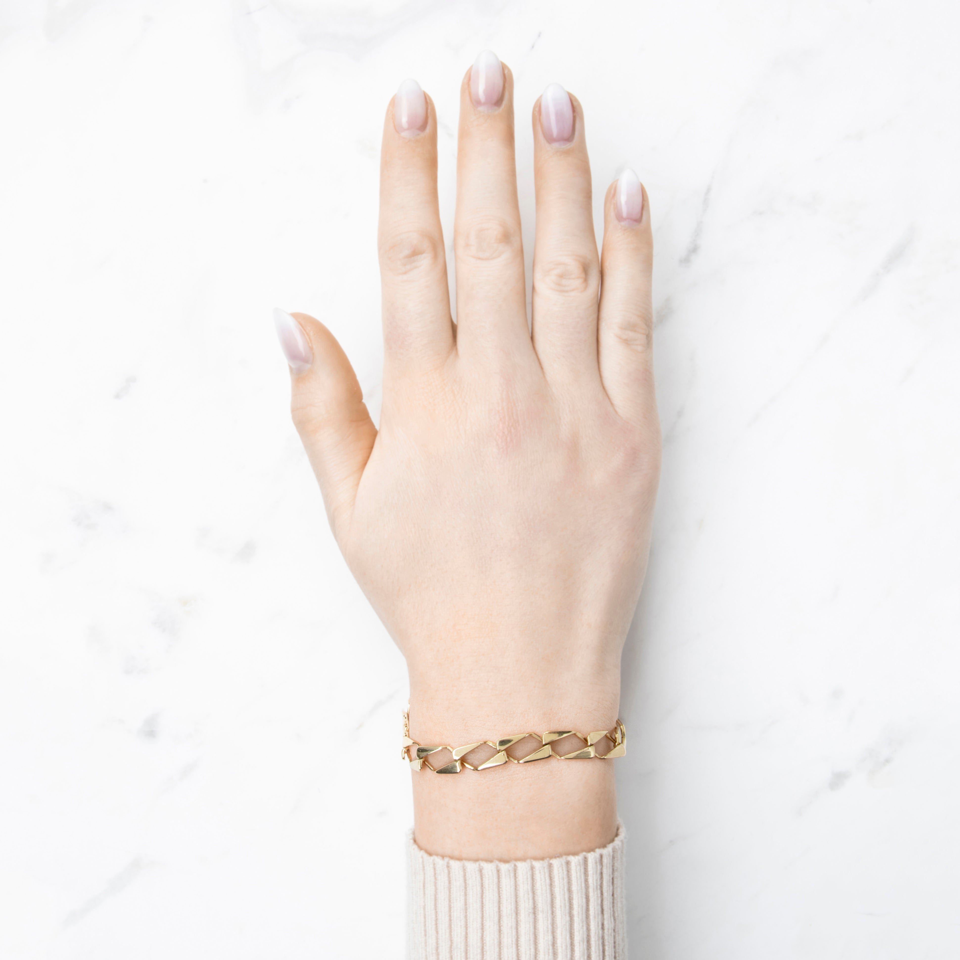 Vintage 14k Yellow Gold Flat Link Bracelet 8.25、mySite、hinf8tx79