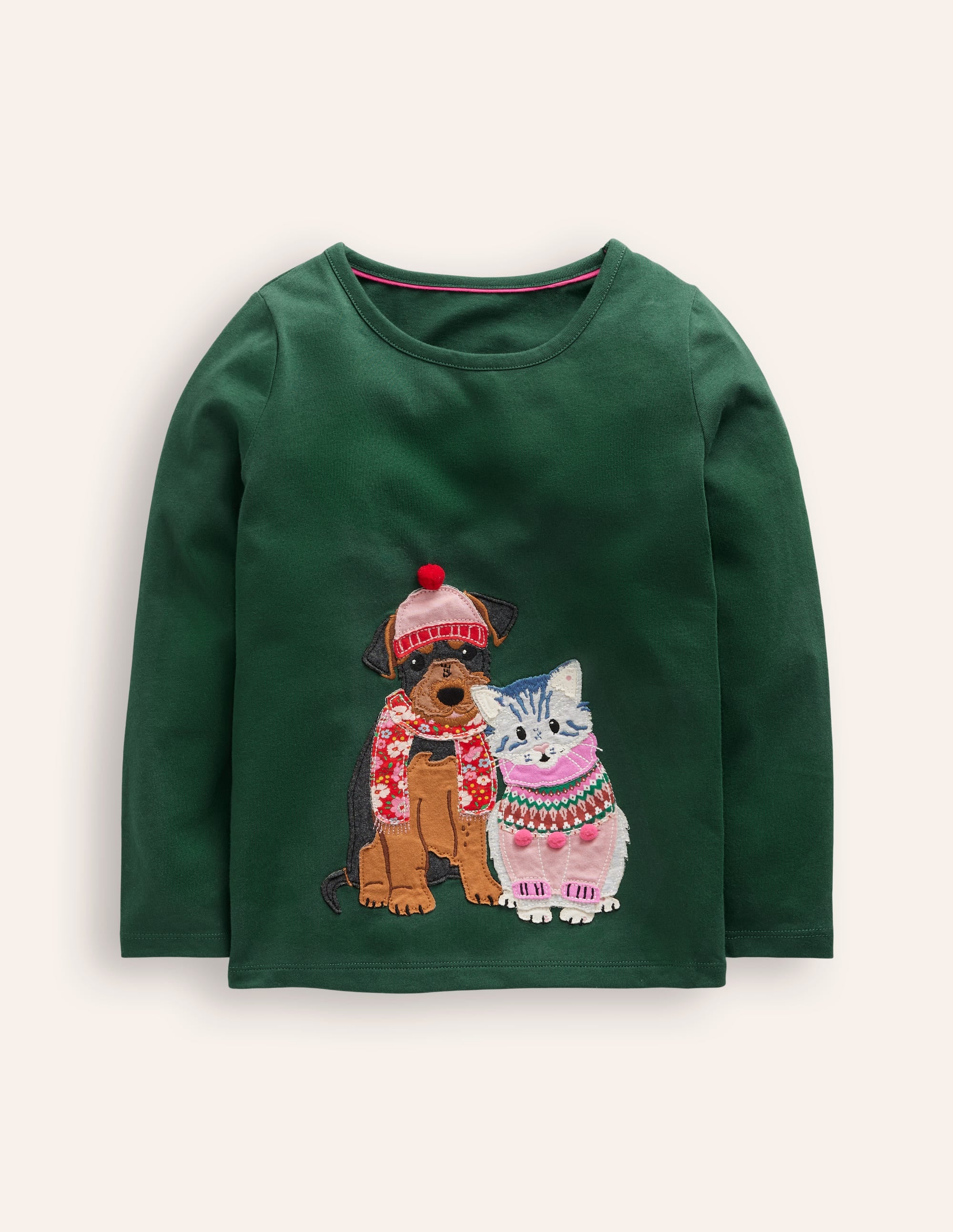  Appliqué Long Sleeve Top-Jewel Green Winter Friends、mySite、ashleygrahame