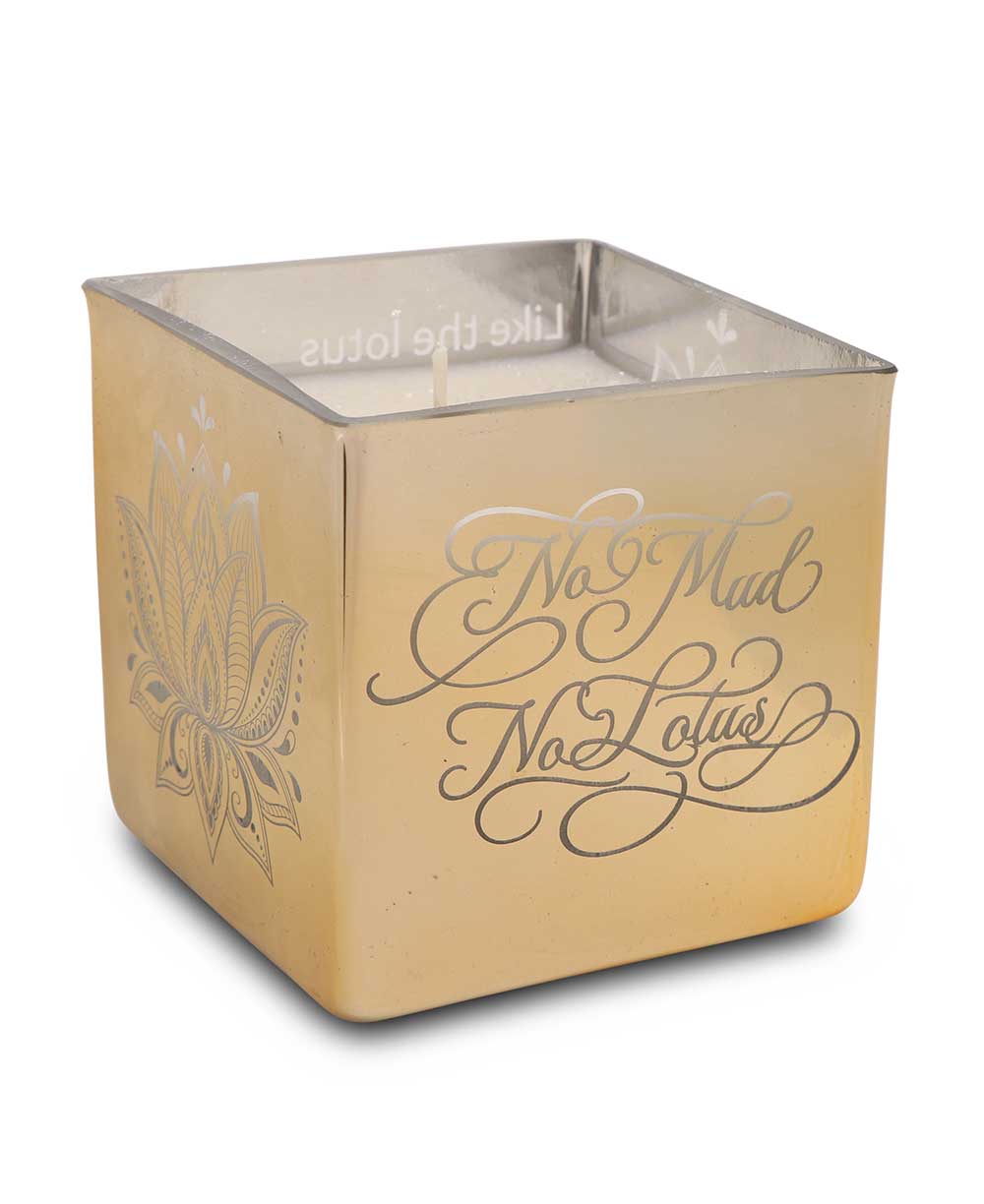 Golden Lotus Scented Candle in Etched Glass Vase、mySite、topwebapps