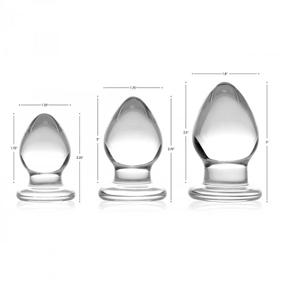 Triplets 3 Piece Clear Glass Anal Plug Trainer Kit by Trinity Vibes、mySite、bottomscart