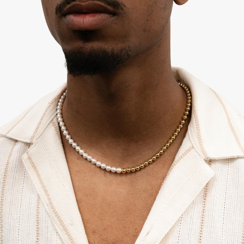 6MM Half Yellow Gold Pearl Necklace、mySite、hinf8tx79