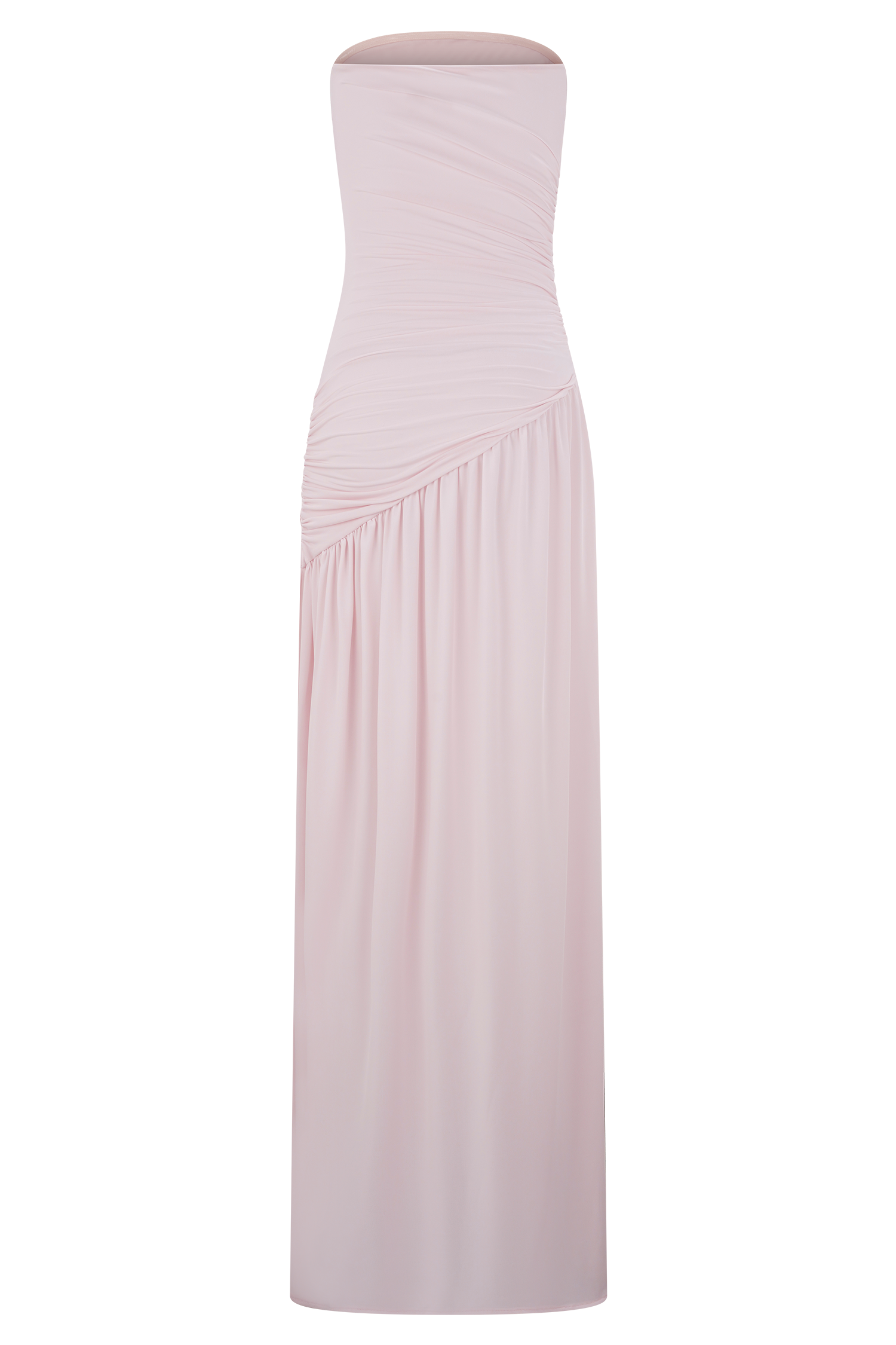 Bex Strapless Slinky Maxi Dress With Split - Pale Pink、mySite、solidvoid