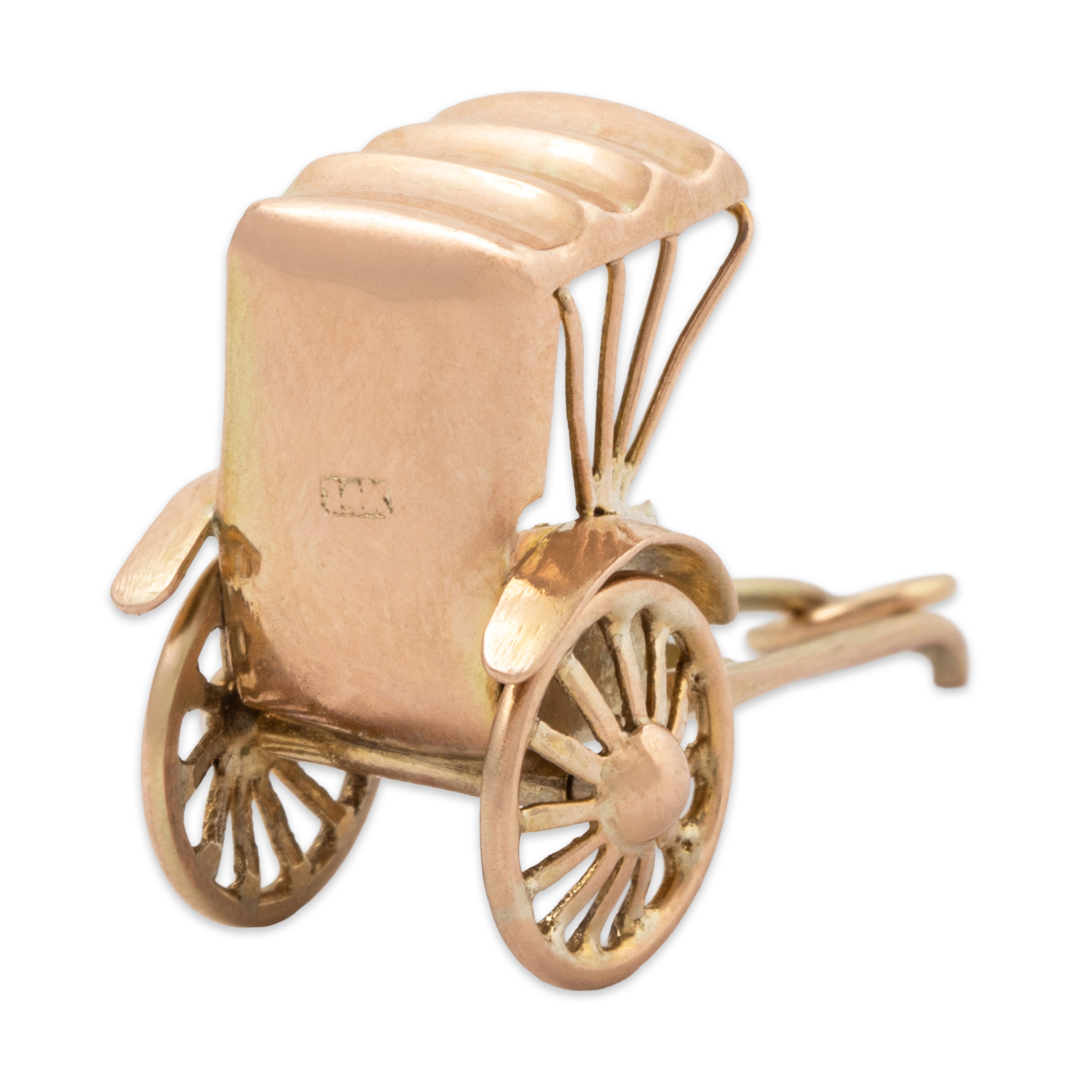 Vintage Large 14k Yellow & Rose Gold Articulated Rickshaw Cart Charm / Pendant、mySite、hinf8tx79
