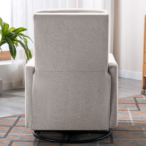 Modern Upholstered Rocker Nursery Chair Plush Seating Glider Swivel Recliner Chair, Gray、、casual