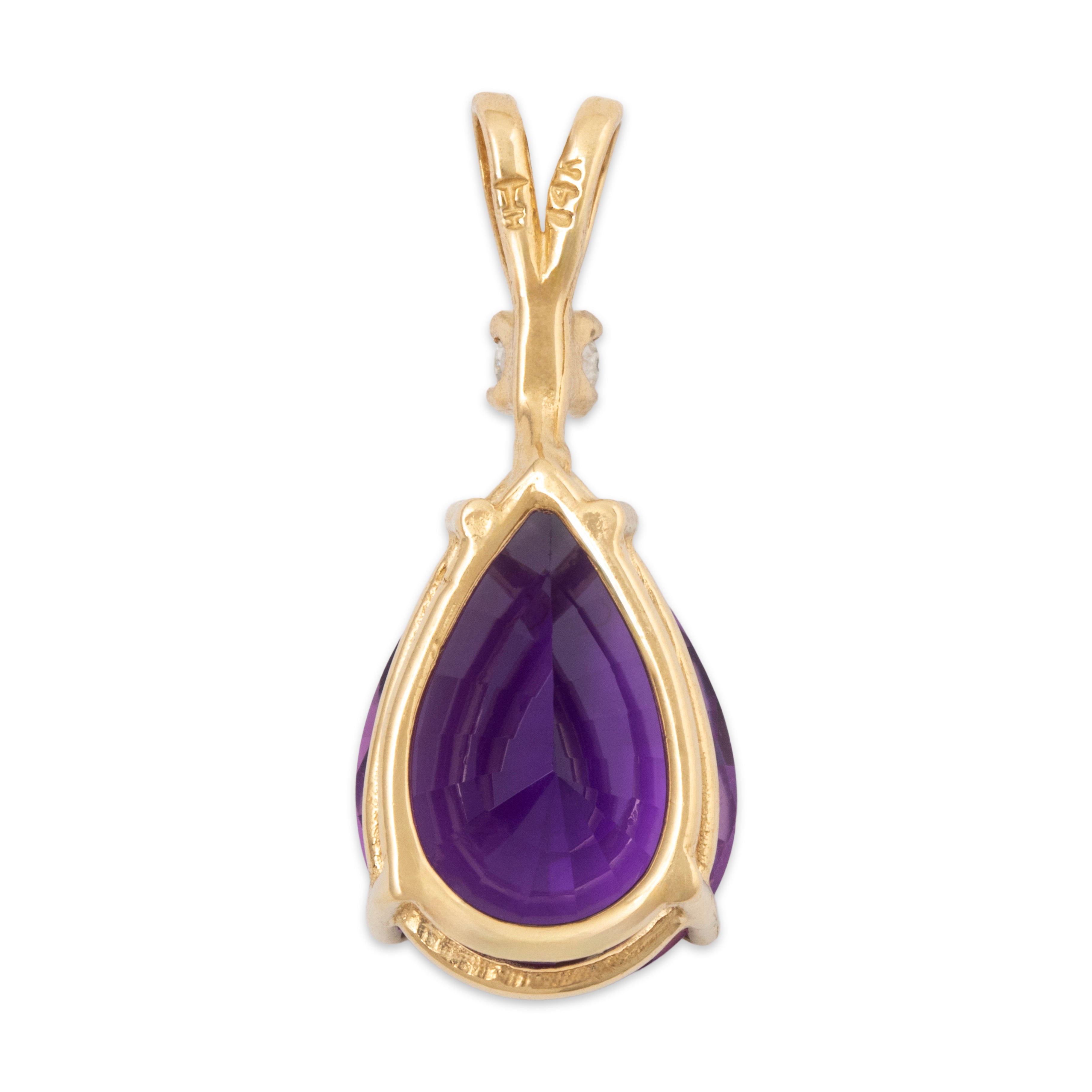 Vintage 14k Yellow Gold 3.8ct Amethyst Diamond Large Teardrop Pendant、mySite、hinf8tx79