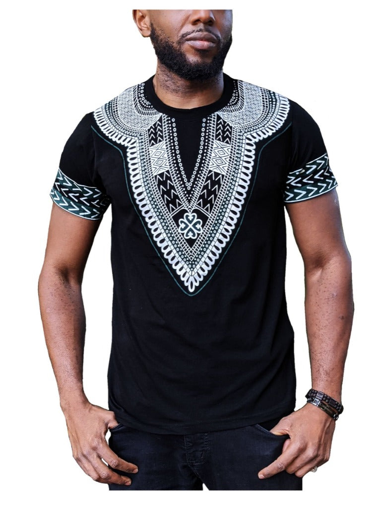 Washoge Black African Print Dashiki Nyame Dua、mySite、solidvoid