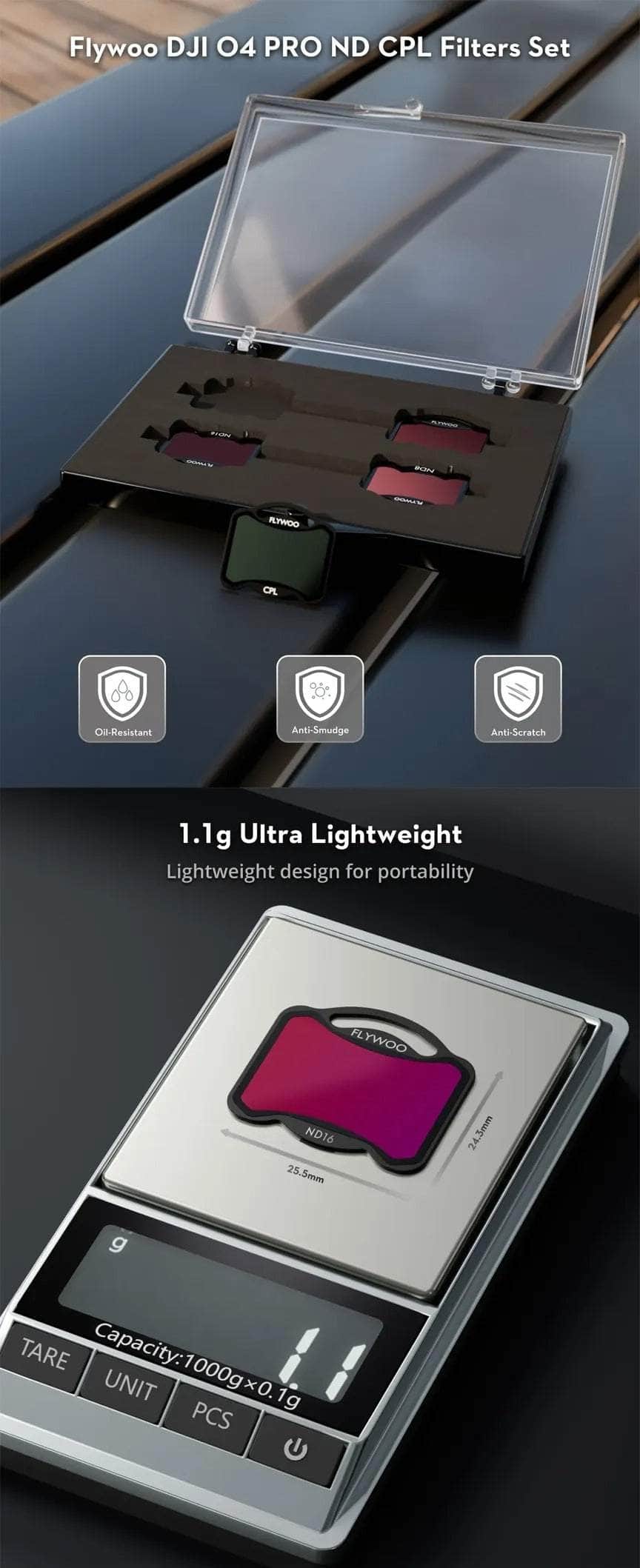 Flywoo ND Filter Set for DJI O4 Air Unit Pro - ND4/8/16/CPL