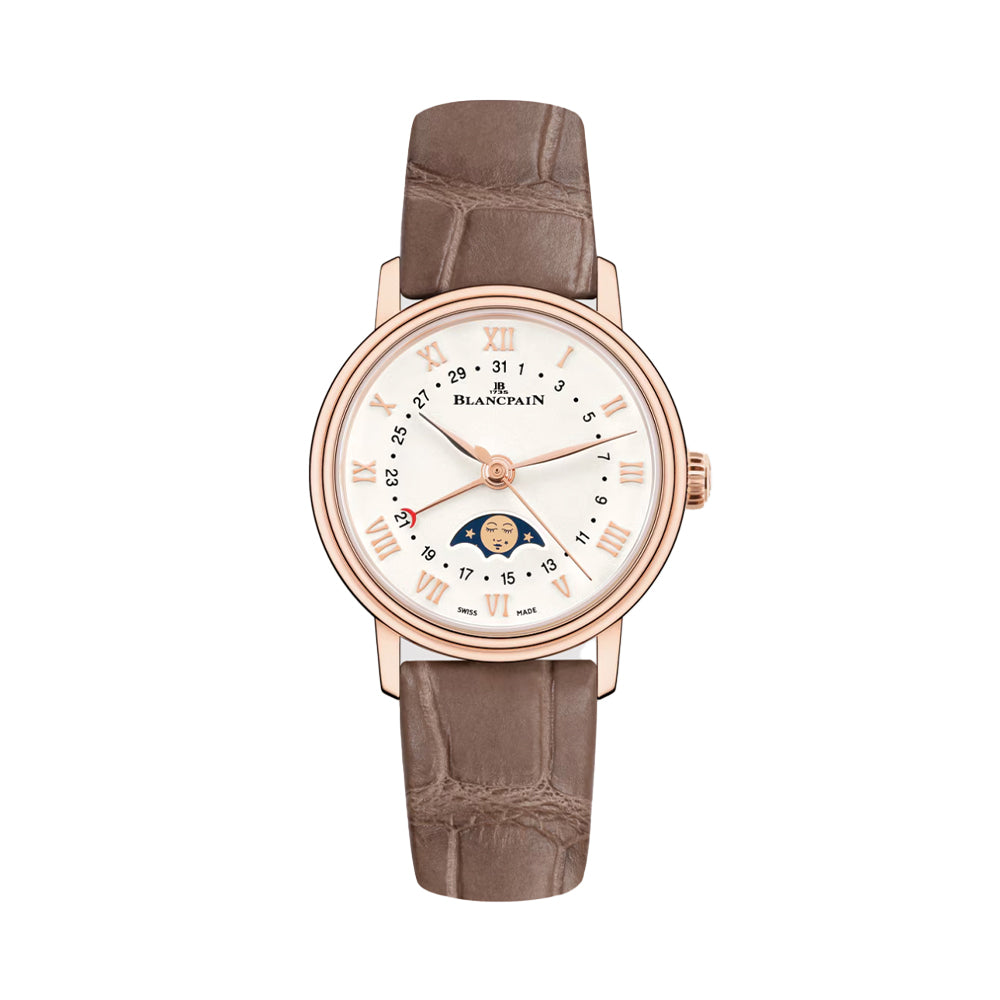 Villeret Calendar Moonphase Red Gold 29.2mm - Opaline on Leather Strap、mySite、botmansion