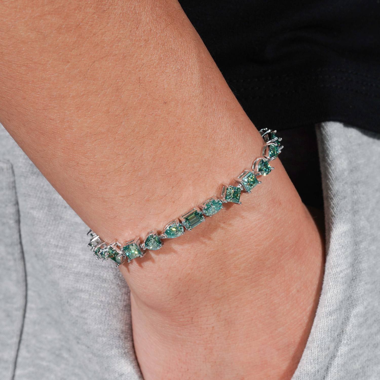 4MM Multi-Shape Moissanite Tennis Bracelet 14K Gold、mySite、hinf8tx79