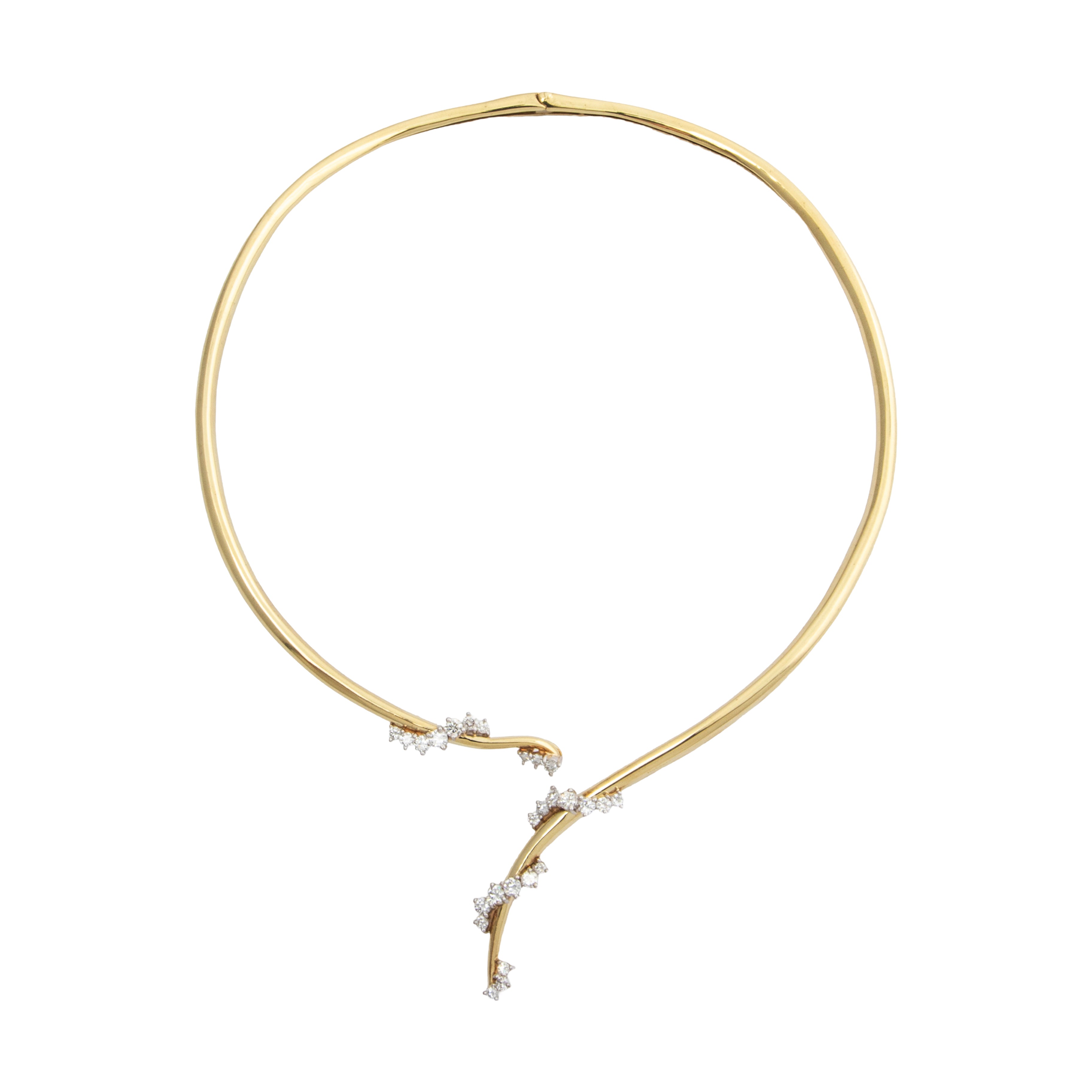 Vintage 14k Yellow Gold 1.84cttw Diamond Glittering Collar Necklace 14.5、mySite、hinf8tx79