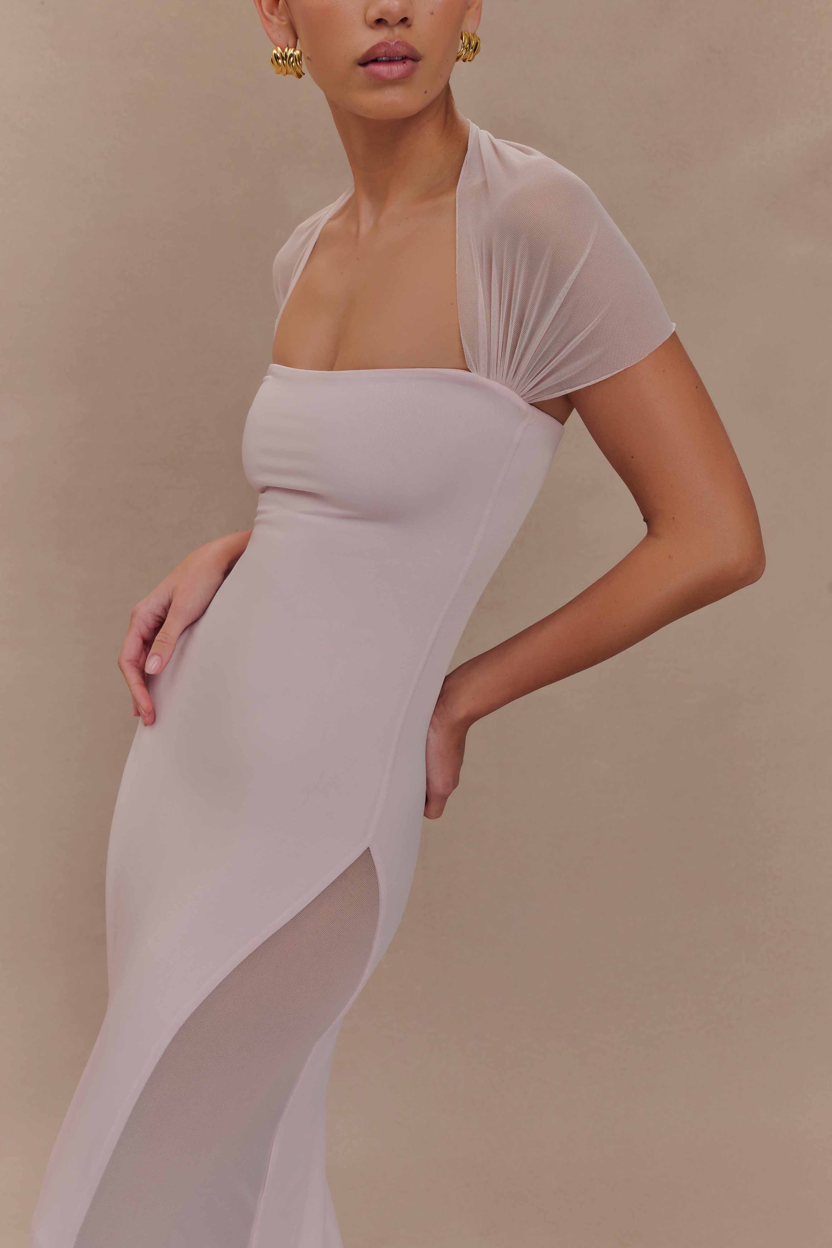 Wyatt Slinky And Mesh Maxi Dress - Pale Pink、mySite、solidvoid