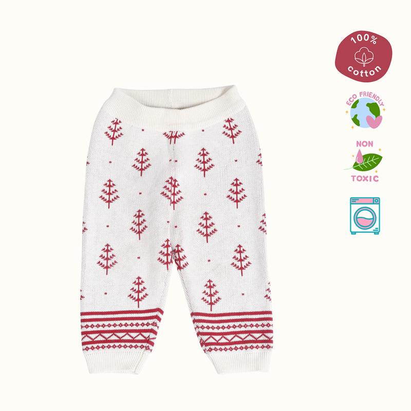 Cotton Jacquard Sweater & Lower Set | Penguine Printed | Navy Blue & Pink | Set of 2、mySite、camillekostekn