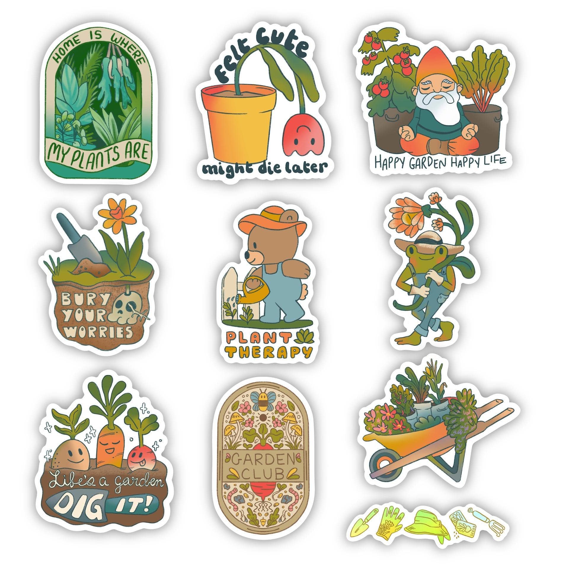  Happy Gardening Club Stickers - 10 Pack、mySite、ghnorth