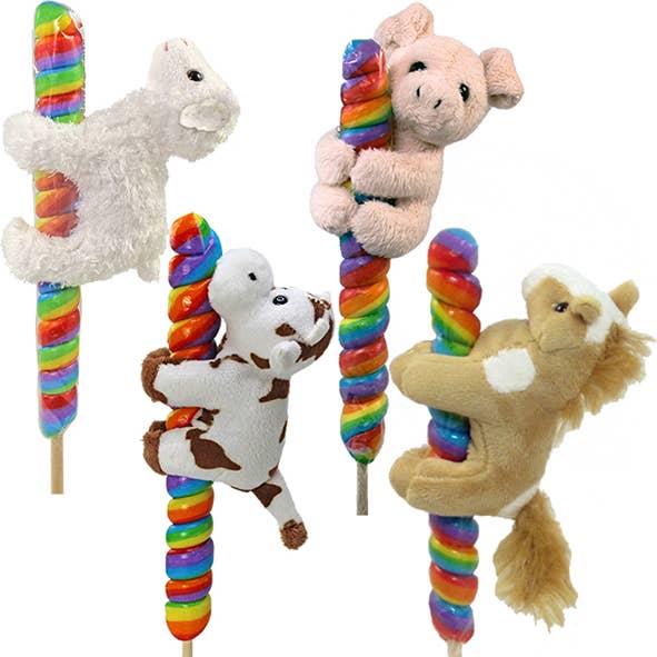 Kelley and Company - 4 Plush Farm Stuffed Animal Lollipops Candy、mySite、g9winljtr