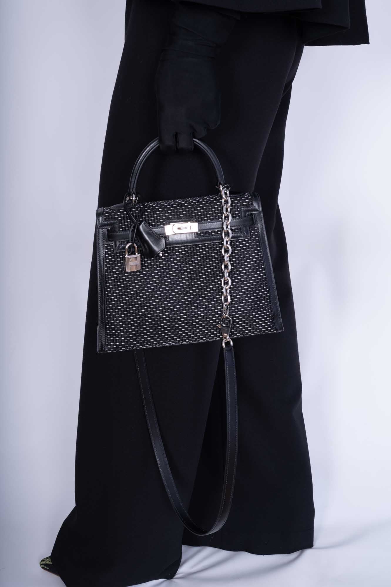 Hermès Kelly 25 Sellier Silver and Noir Crinoline Box Leather Palladium Hardware、mySite、garminoutage.com