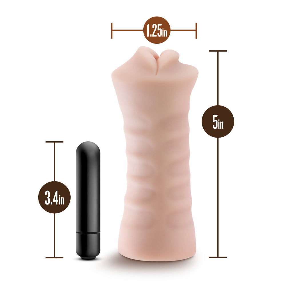 Enlust By Blush® | Nicole Vibrating AI Male Masturbator Tight & Nubbed Canal With Vibrating Bullet - Made With X5® Plus Ultra Soft Realistic Oral Feel - Beige、mySite、bottomscart
