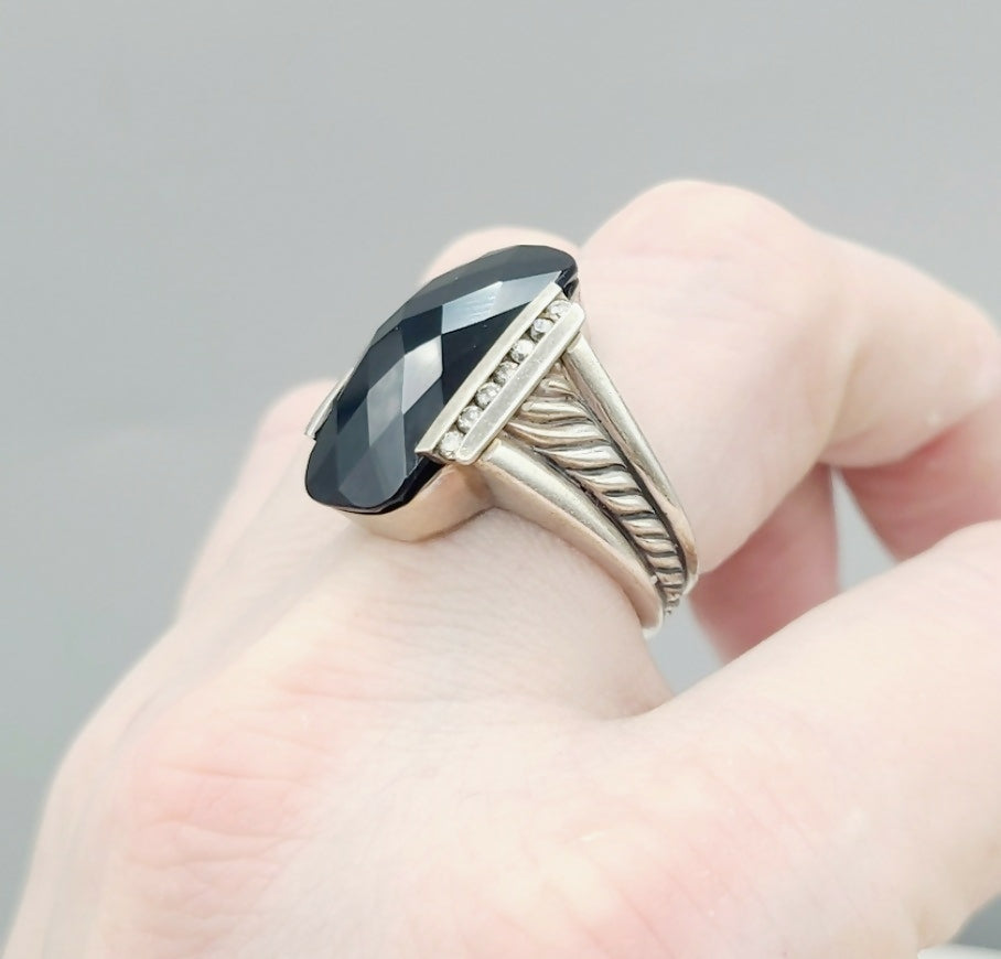 David Yurman Large Deco Ring 鈥?Black Onyx & Diamonds、mySite、hinf8tx79