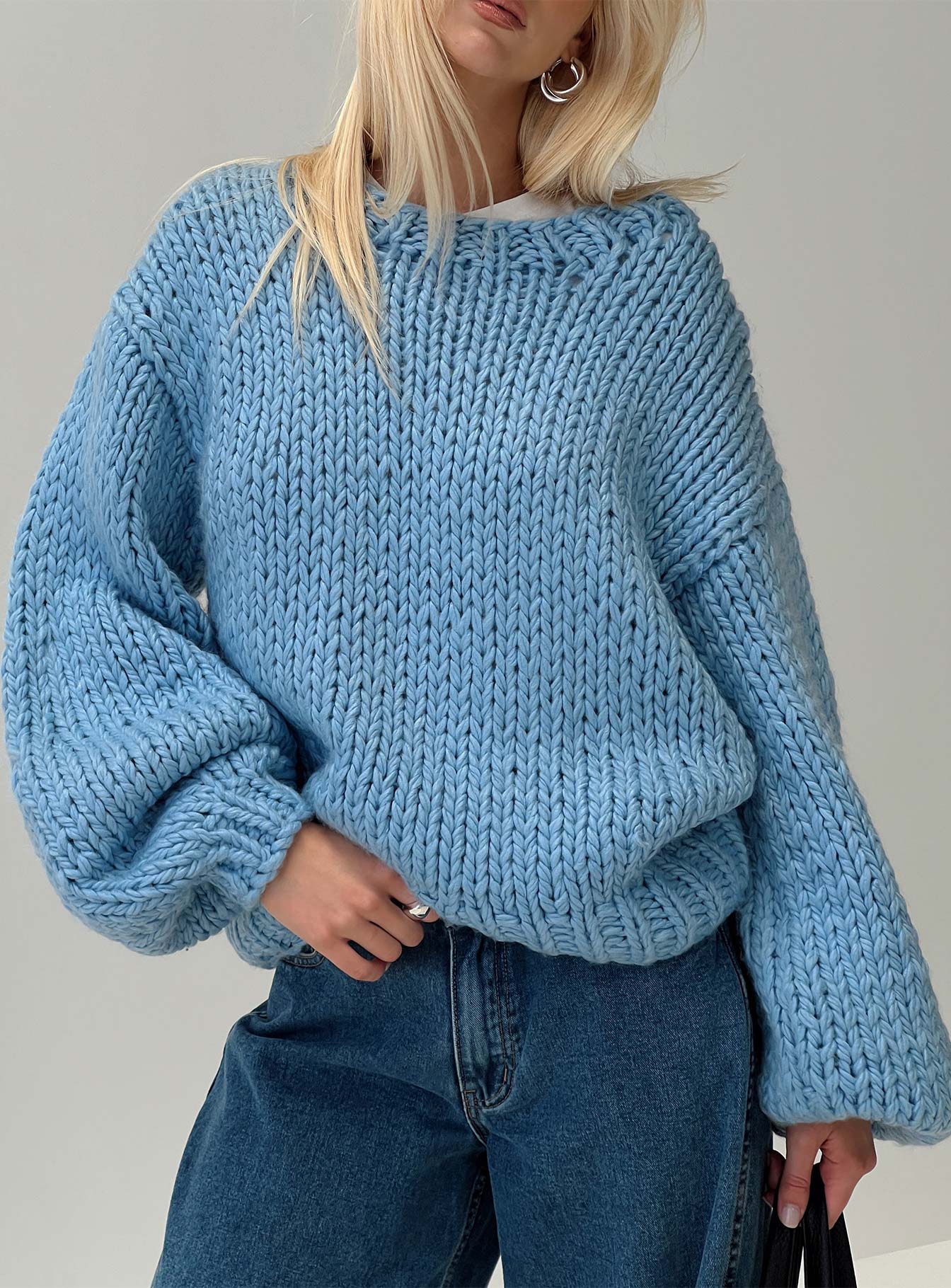 Arrowtown Hand Knit Sweater Blue、mySite、solidvoid
