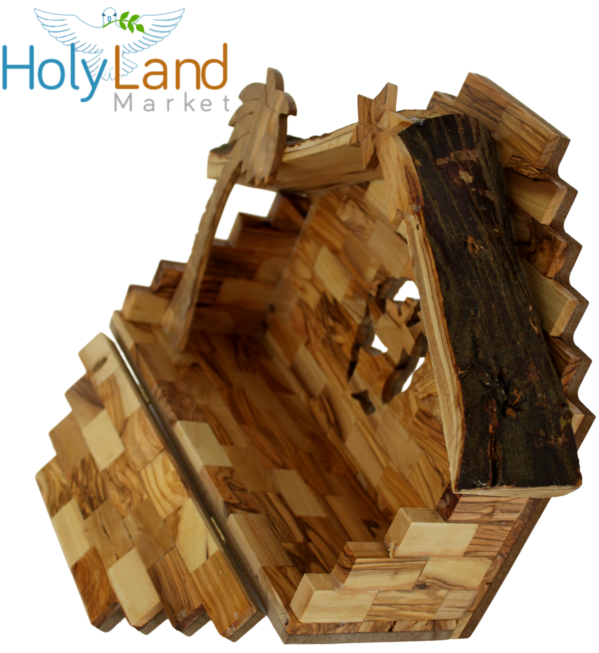 Holy Land Market Olive Wood Nativity Set - Inspirational Christmas Decorations Indoor, Hand Carved Nativity Set for Christmas Table Decor, Bethlehem Olive Wood, Christian Home Gift、mySite、topwebapps