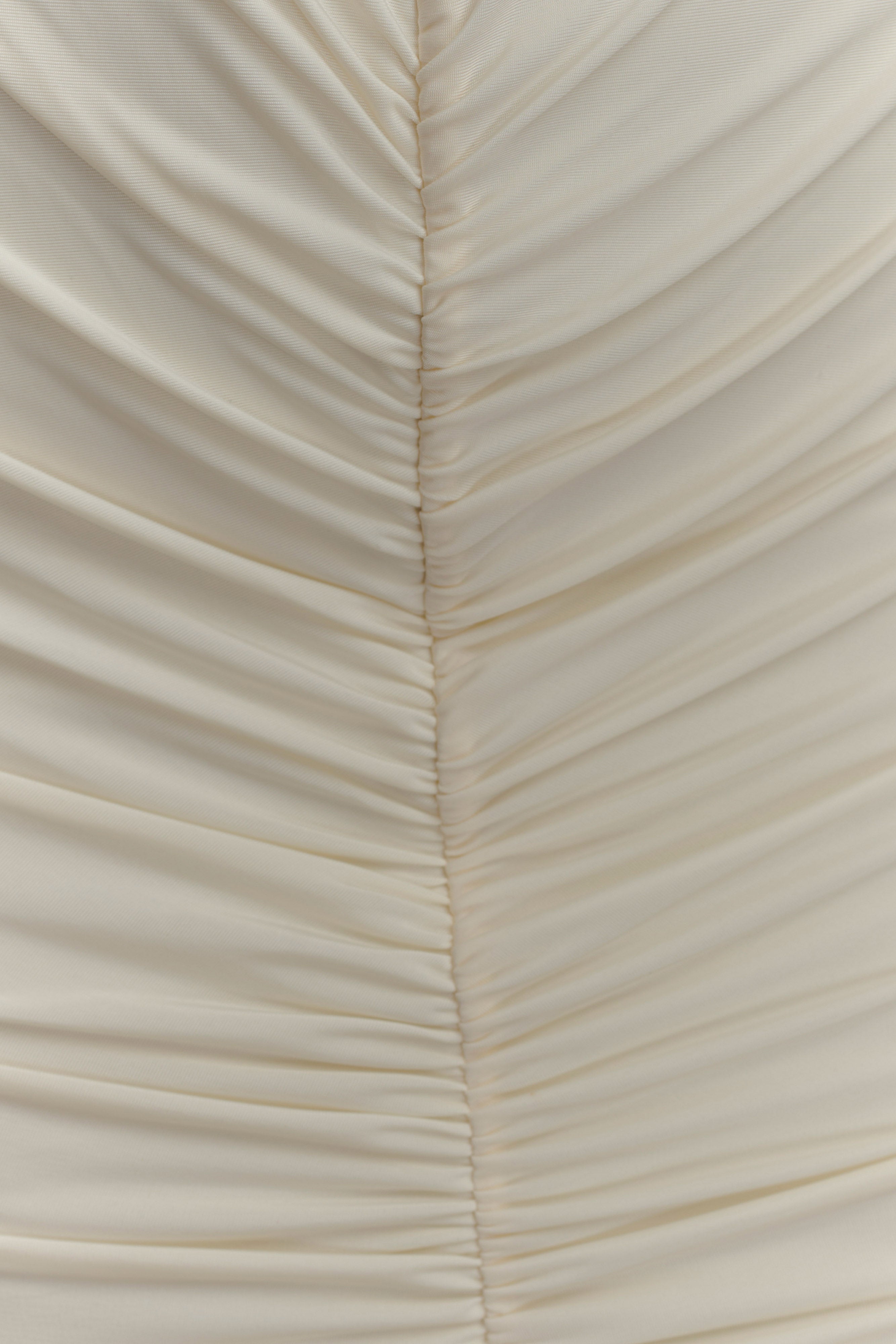 Louisa Long Sleeve Slinky Maxi Dress - Ivory、mySite、solidvoid