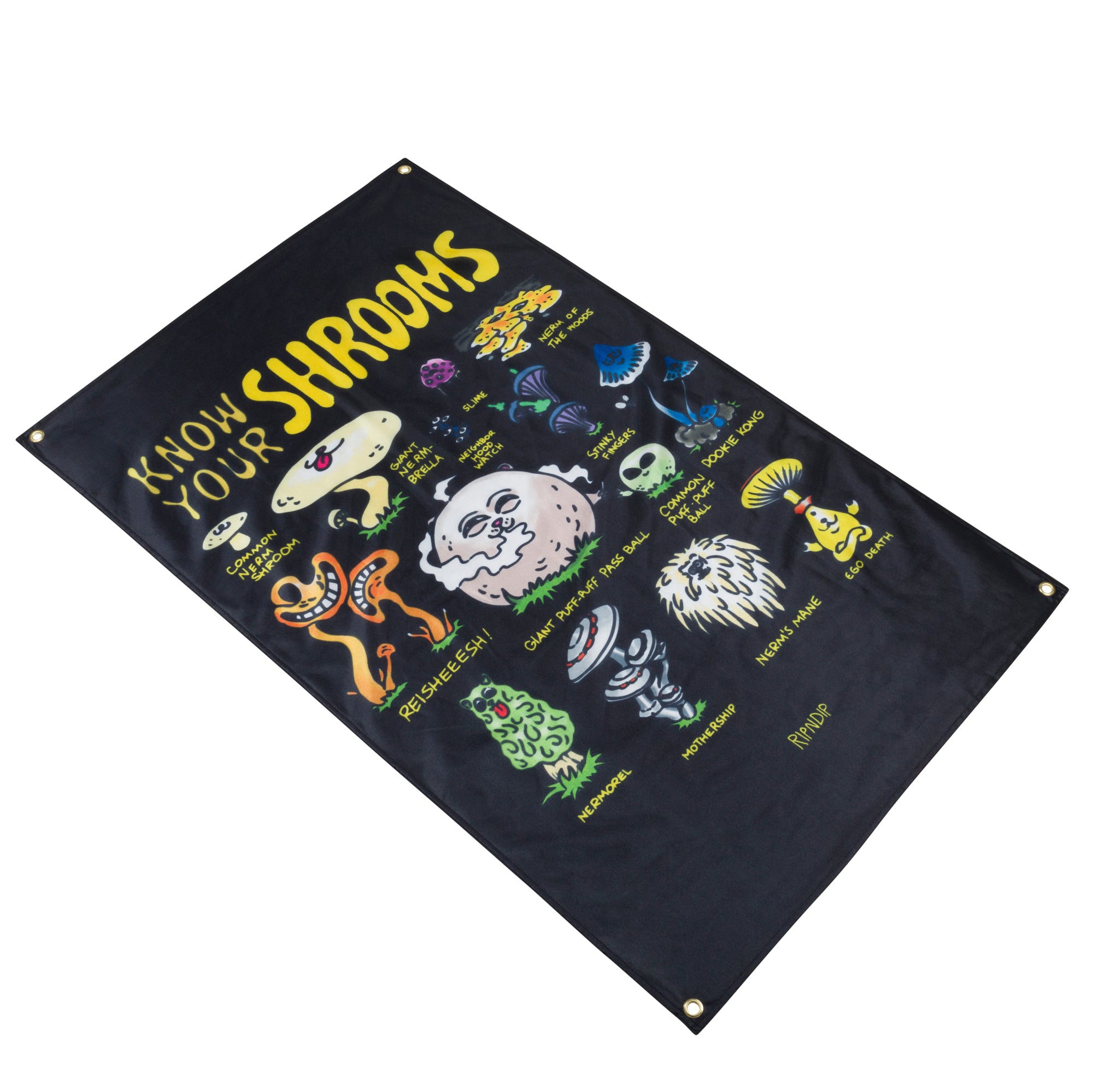  Know Ur Shrooms Wall Banner (Black)、mySite、merchandisen
