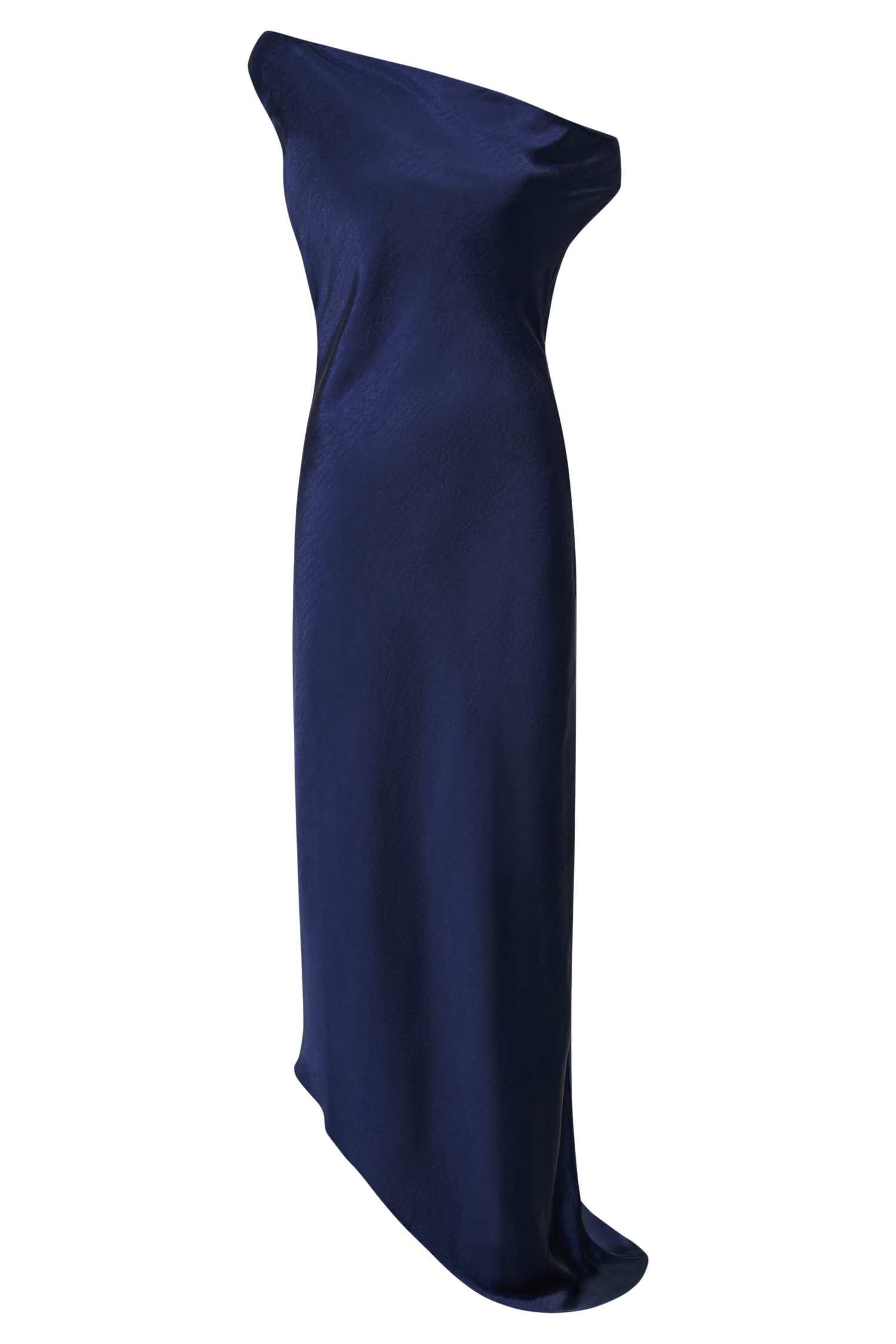 Yvette Slip Maxi Dress With Asymmetrical Hem - Navy、mySite、solidvoid