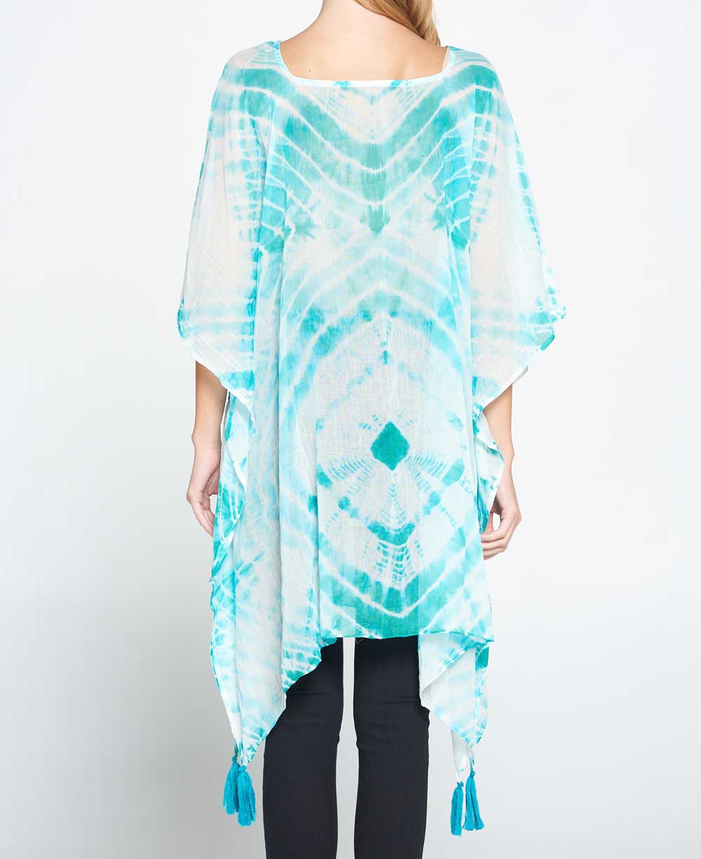 Tie and Dye Sheer Cotton Kaftan in Sea Green、mySite、topwebapps