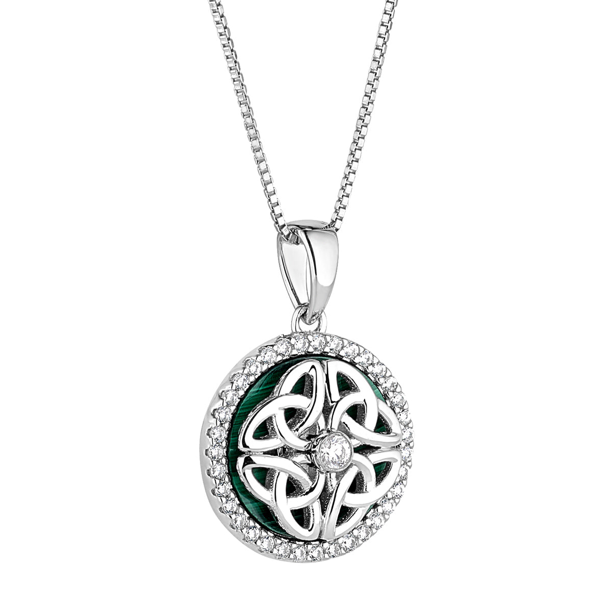 Sterling Silver Malachite & Cz Spinning Celtic Necklace、mySite、botmansion