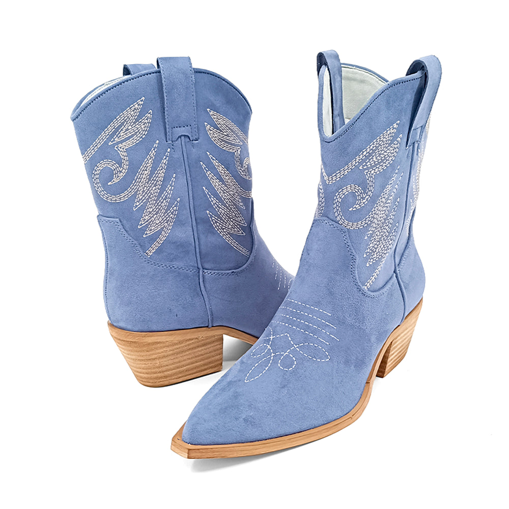 Zahara Embroidered Pointed Toe Cowboy Boots、mySite、gtrtttuynbv
