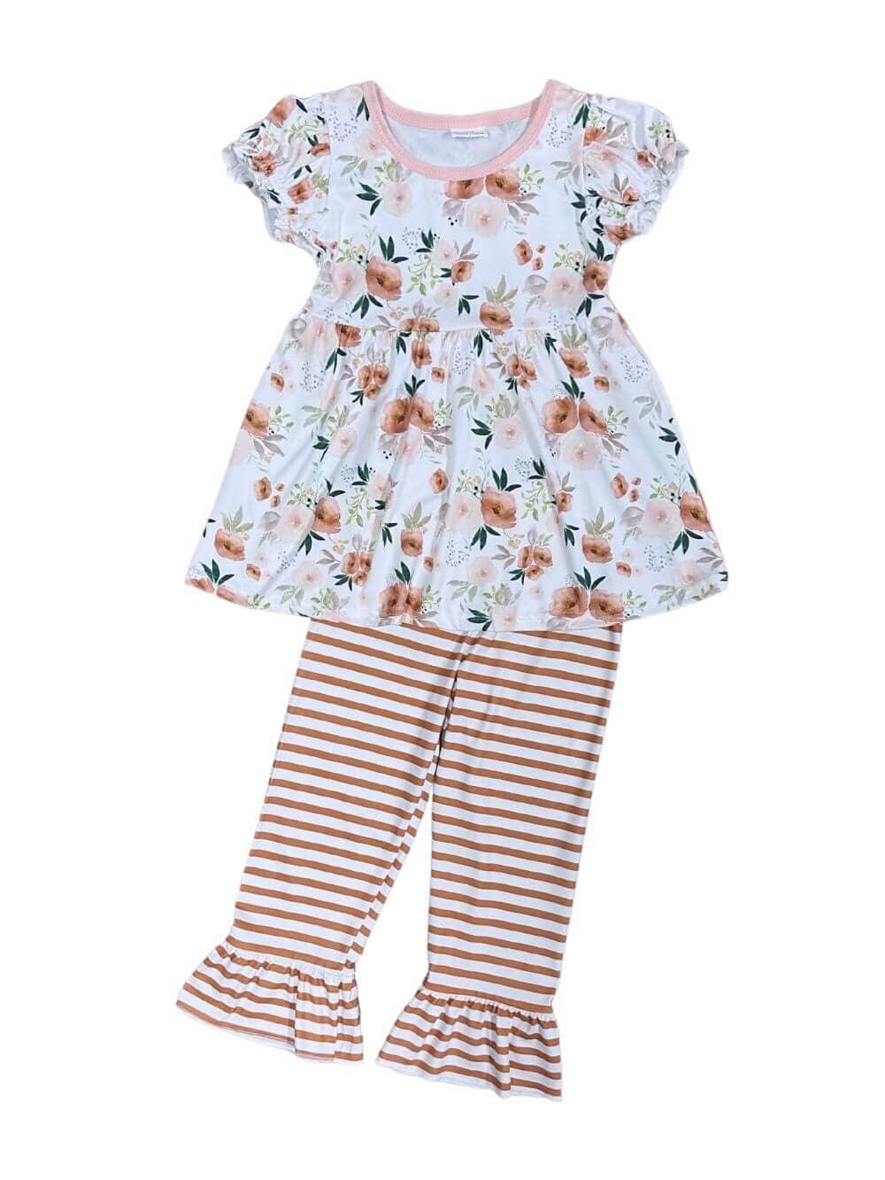 Autumn Beauty Girls Short Sleeve Fall Floral Outfit、mySite、camillekostekn