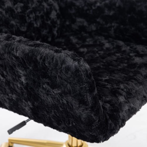 A&A Furniture Office Chair,Artificial rabbit hair Home Office Chair with Golden Metal Base,Adjustable Desk Chair Swivel Office Chair,Vanity Chair(Orange)、、casual