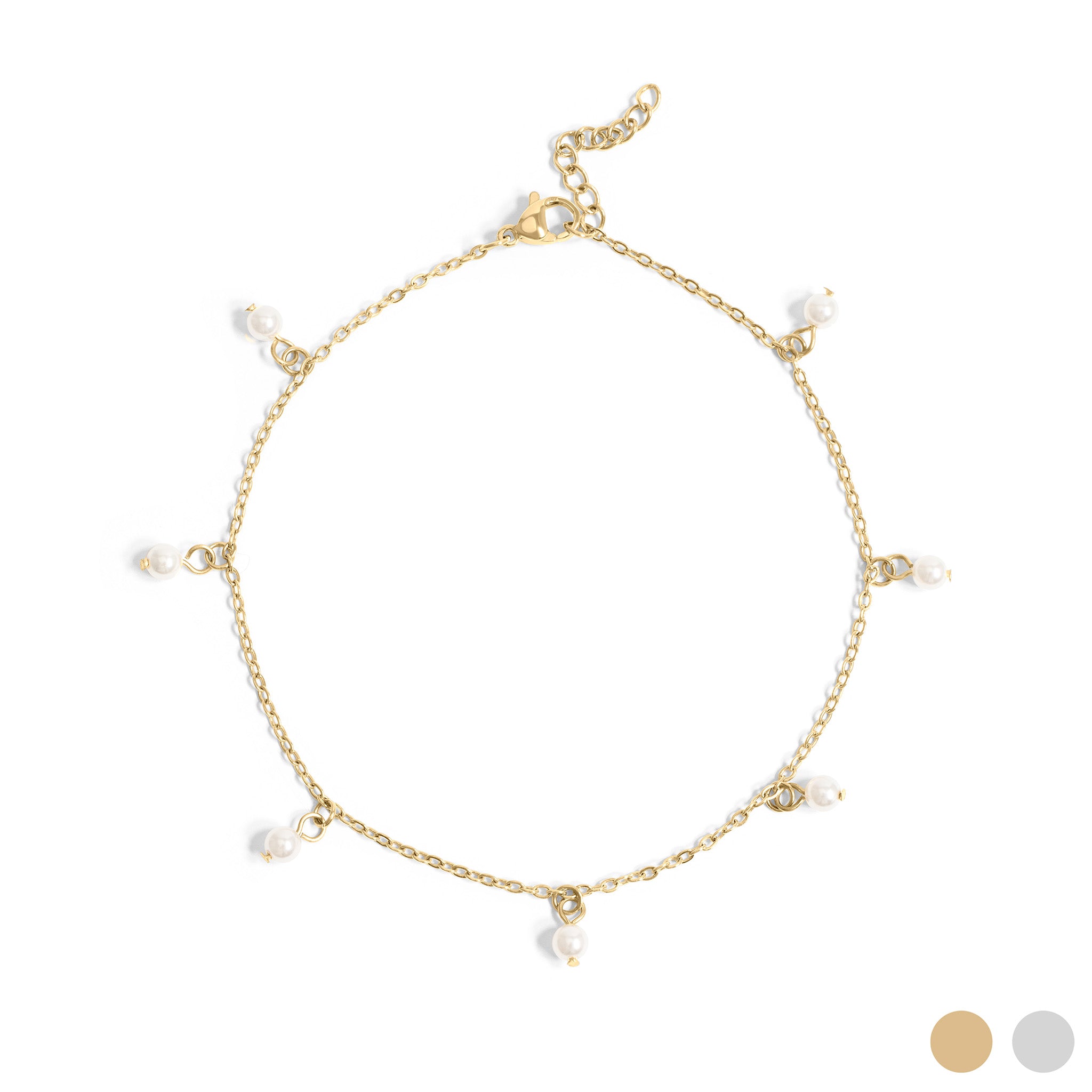 18K Gold PVD Stainless Steel Pearl Anklet / BRJ1031、mySite、dreamappss