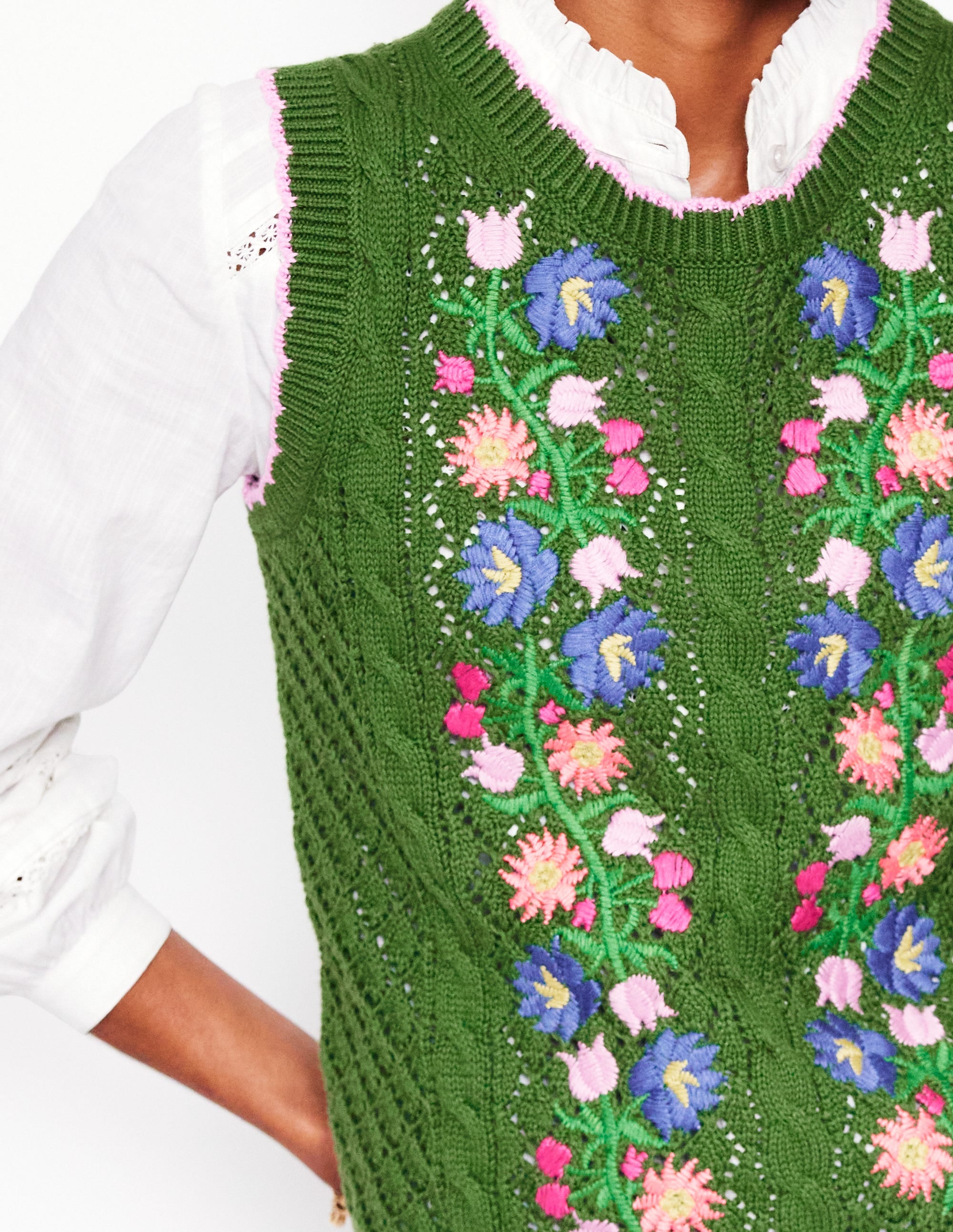  Embroidered Cotton Vest-Paradise Green、mySite、ashleygrahame