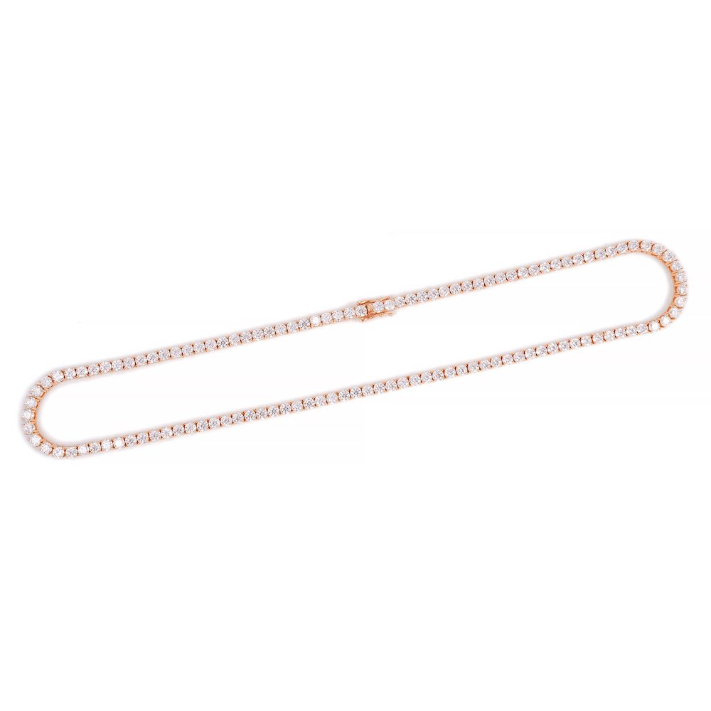 4MM Diamond Tennis Chain 14K Solid Rose Gold、mySite、hinf8tx79