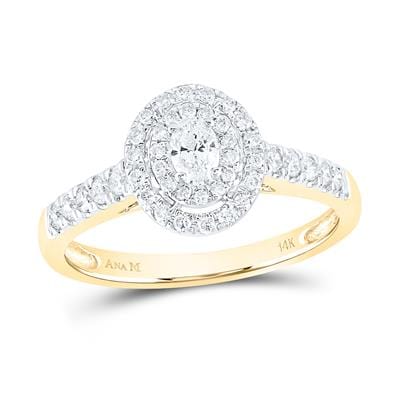 14K GOLD OVAL DIAMOND HALO BRIDAL ENGAGEMENT RING 1/2 CTW (CERTIFIED)、mySite、g9winljtr