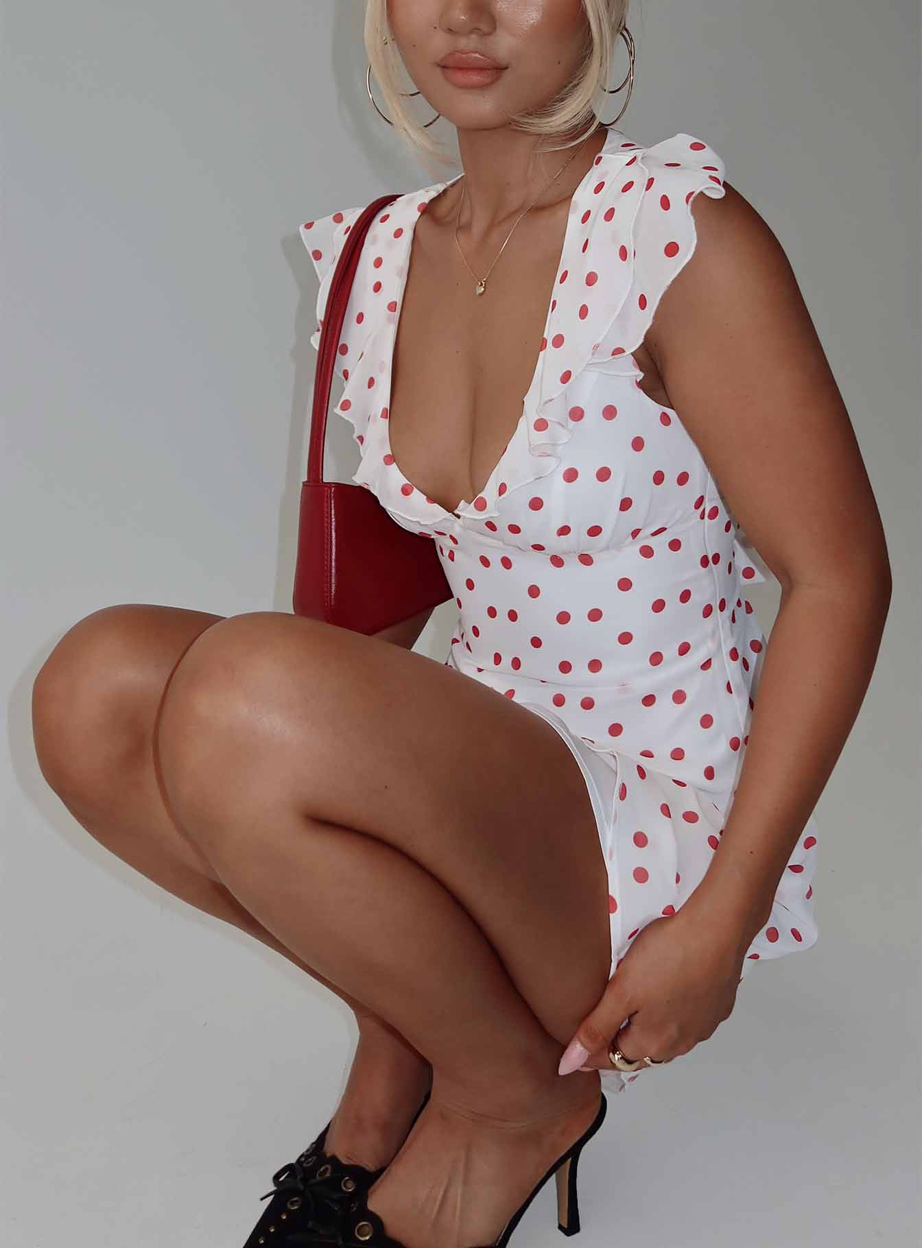 I Guess So Mini Dress White / Burgundy、mySite、solidvoid