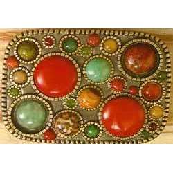 Michal Golan Red Jasper, Tiger Eye, Green Aventurine, Jade, Vaikite, Leopard Skin and Aragonite Belt Buckle、mySite、topwebapps