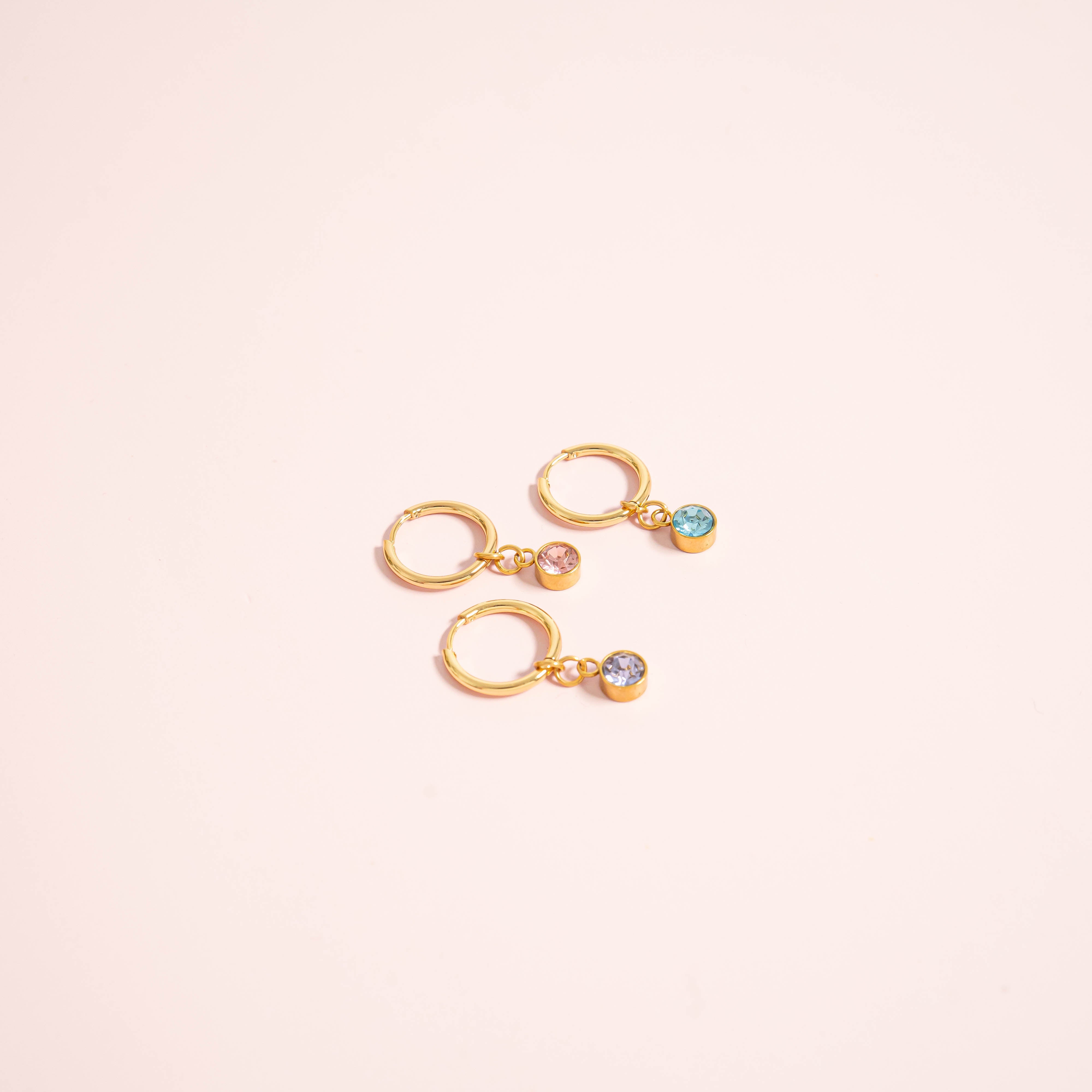 18K Gold PVD Birthstone Huggie Earrings / ERJ0074、mySite、dreamappss