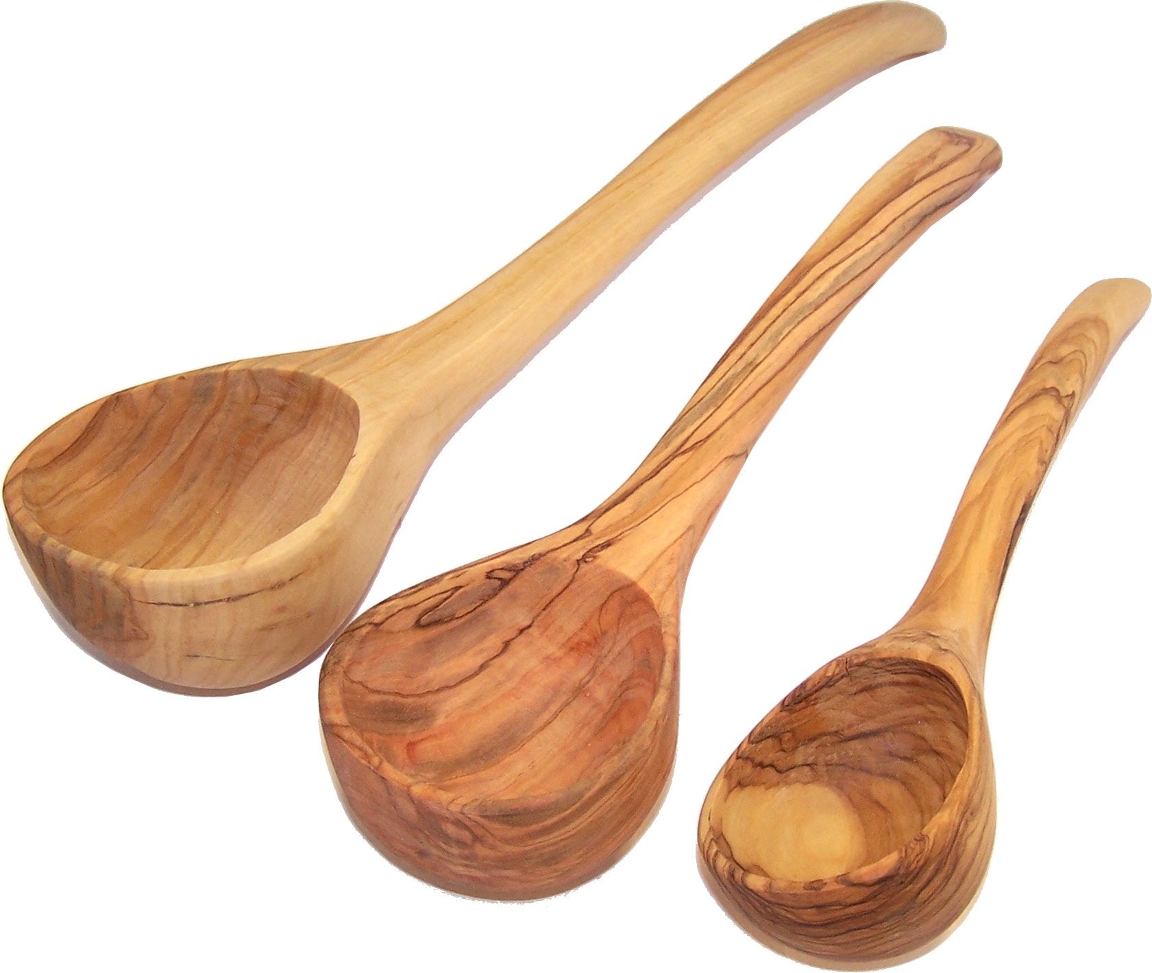  Handcrafted Olive Wood Soup Ladle Set - S,M and L (10, 12 and 14 inches ladles) - Asfour Outlet Trademark、mySite、elrpsem3k