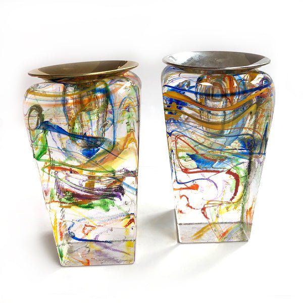  Fiesta Blown Glass Tower Candle Holders、mySite、elrpsem3k