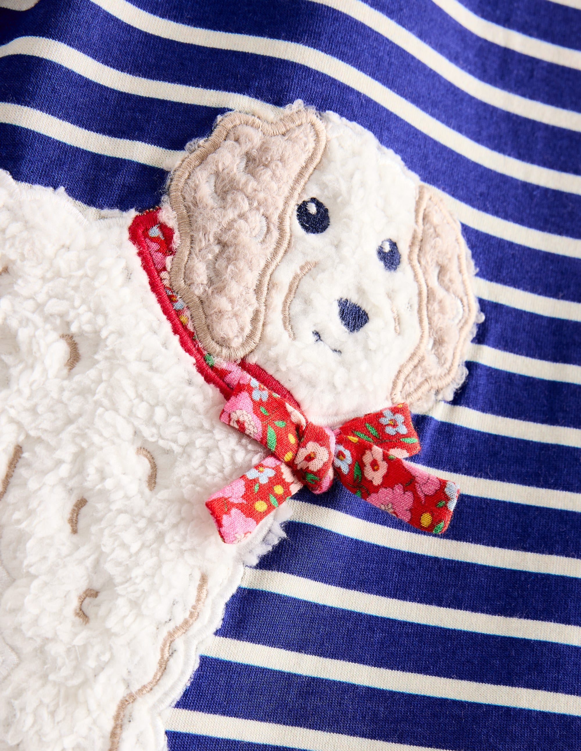  Long Sleeve Applique Tunic-Starboard Blue/ Ivory Dogs、mySite、ashleygrahame