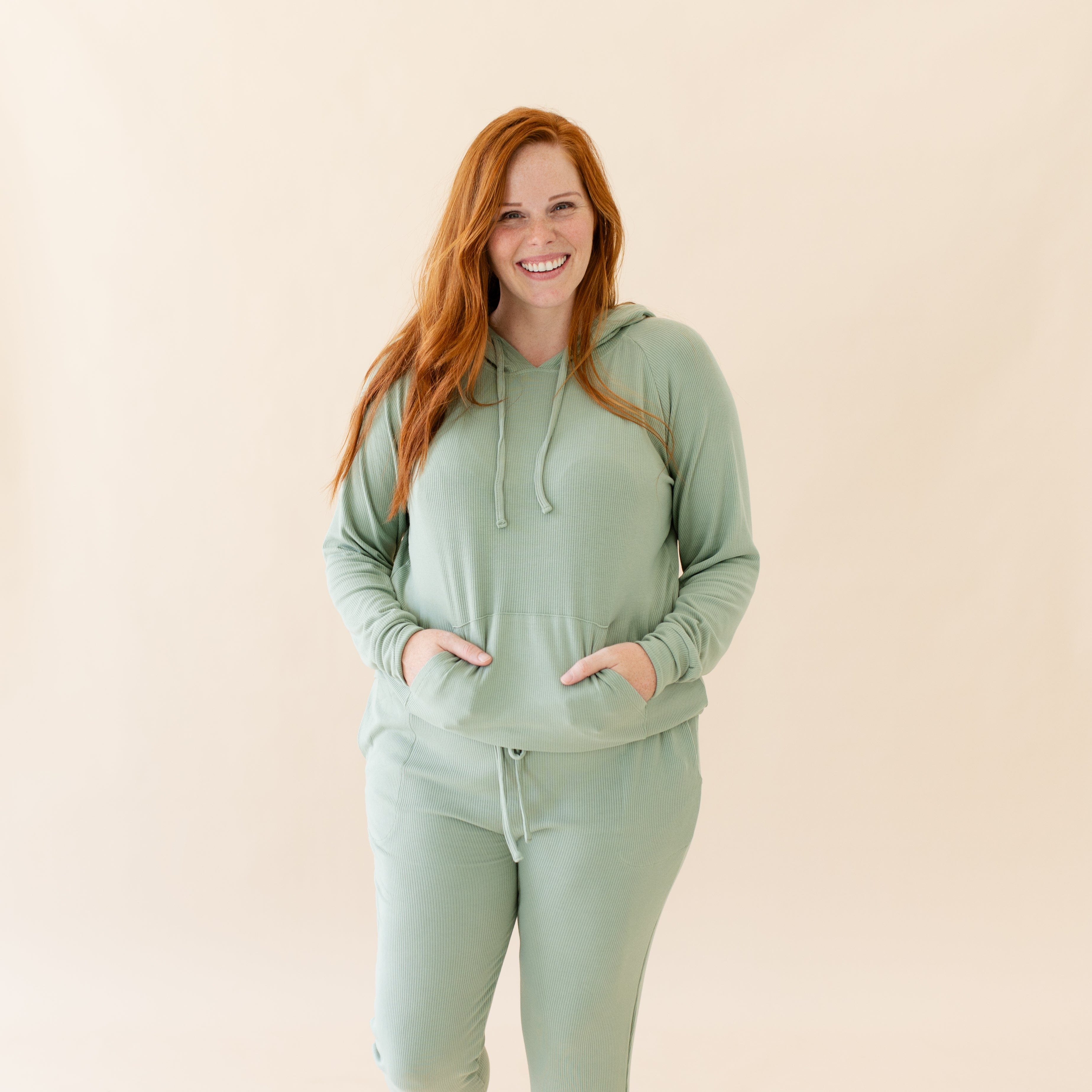  Women's Ribbed Hoodie in Thyme、mySite、layawaytickets